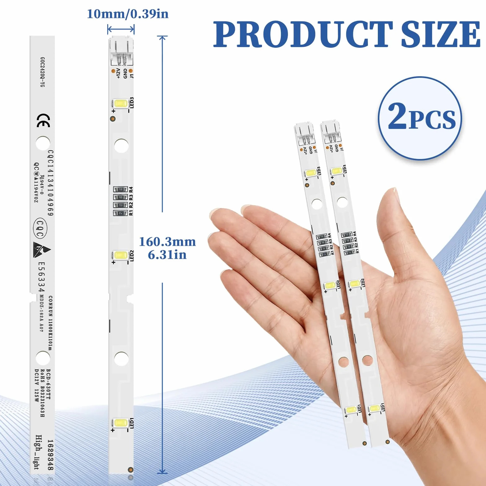 Światło do lodówki dla Rongsheng/Hisense lodówka E349766 MDDZ-162A 1629348 DC12V 2W, listwa świetlna LED, części zamienne do lodówki, zimna biel, do KIFF5017 KIFF5020 KIFF7017 KIFF7020 KSBNDIX18, 2