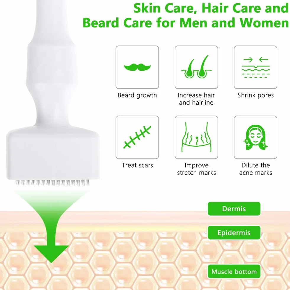 Microneedle Derma Roller Stamp Pen 0-3 mm regulowane igły, 140 tytanowa profesjonalna stempel mikroigłowy z antypoślizgowym uchwytem, ręczny długopis do twarzy, ciała, włosów, brody, pielęgnacji