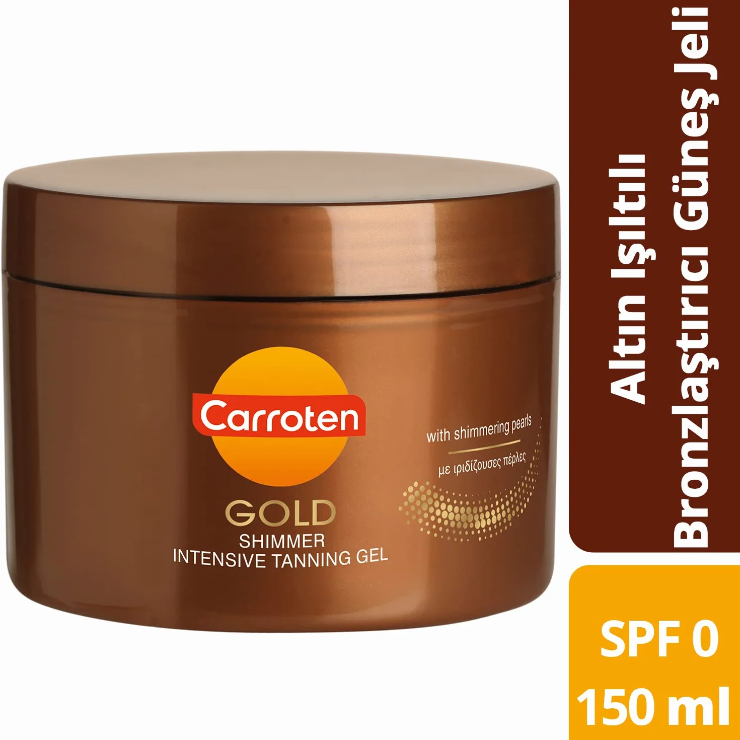 Carroten Gold Shimmer Intensive Tanning Gel 150 ml - Tan Express Accelerator for Shine Brown - Sunbed Tanning Accelerator - Sunscreen without SPF Summer