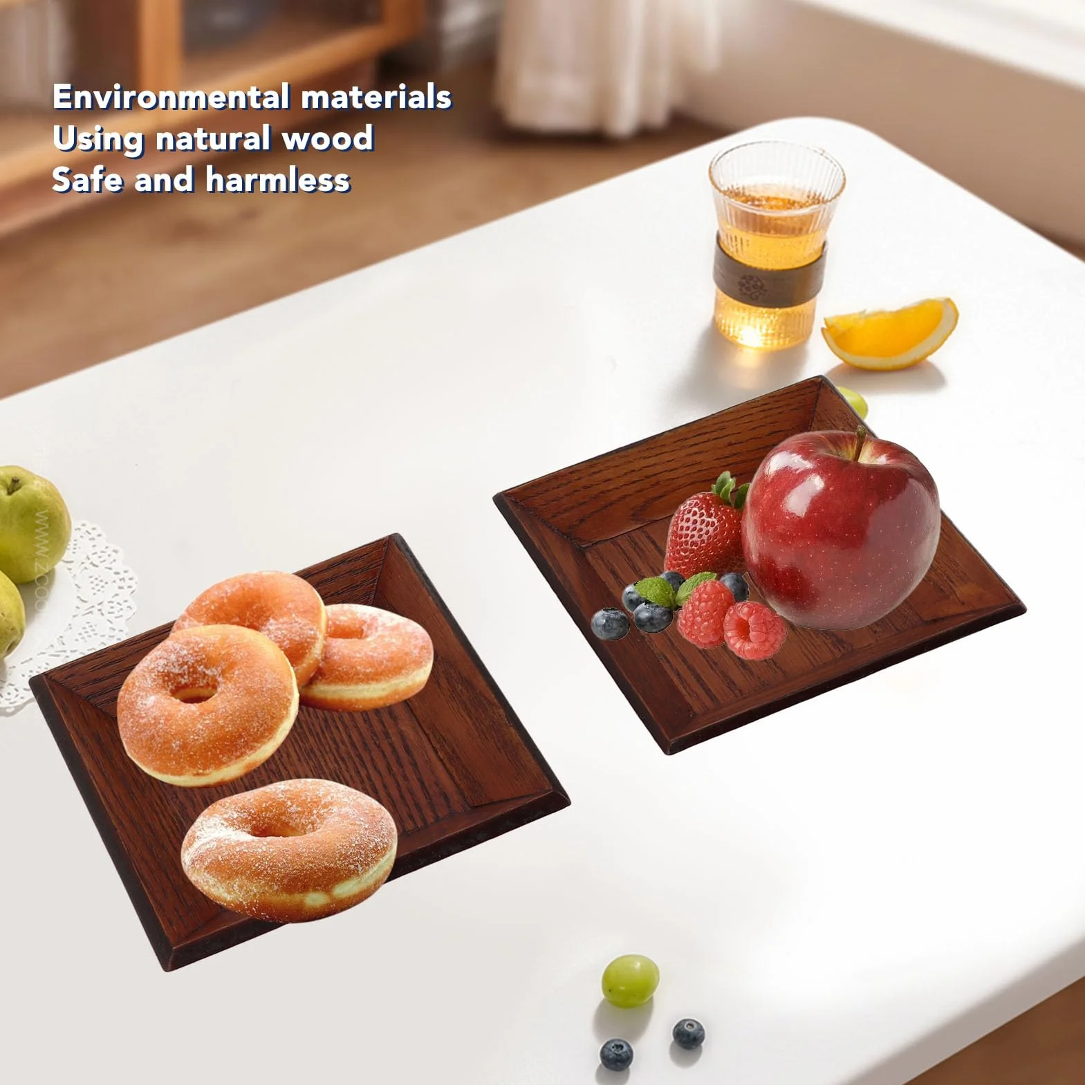 50 Sztuk Kwadratowych Talerzy Drewnianych, Jednorazowych Talerzy Bambusowych na imprezę, Wesele, przystawkę, Deser, Catering i do Użytku Domowego, 3,94 X 3,94 X 0,6 Cala (Dł.