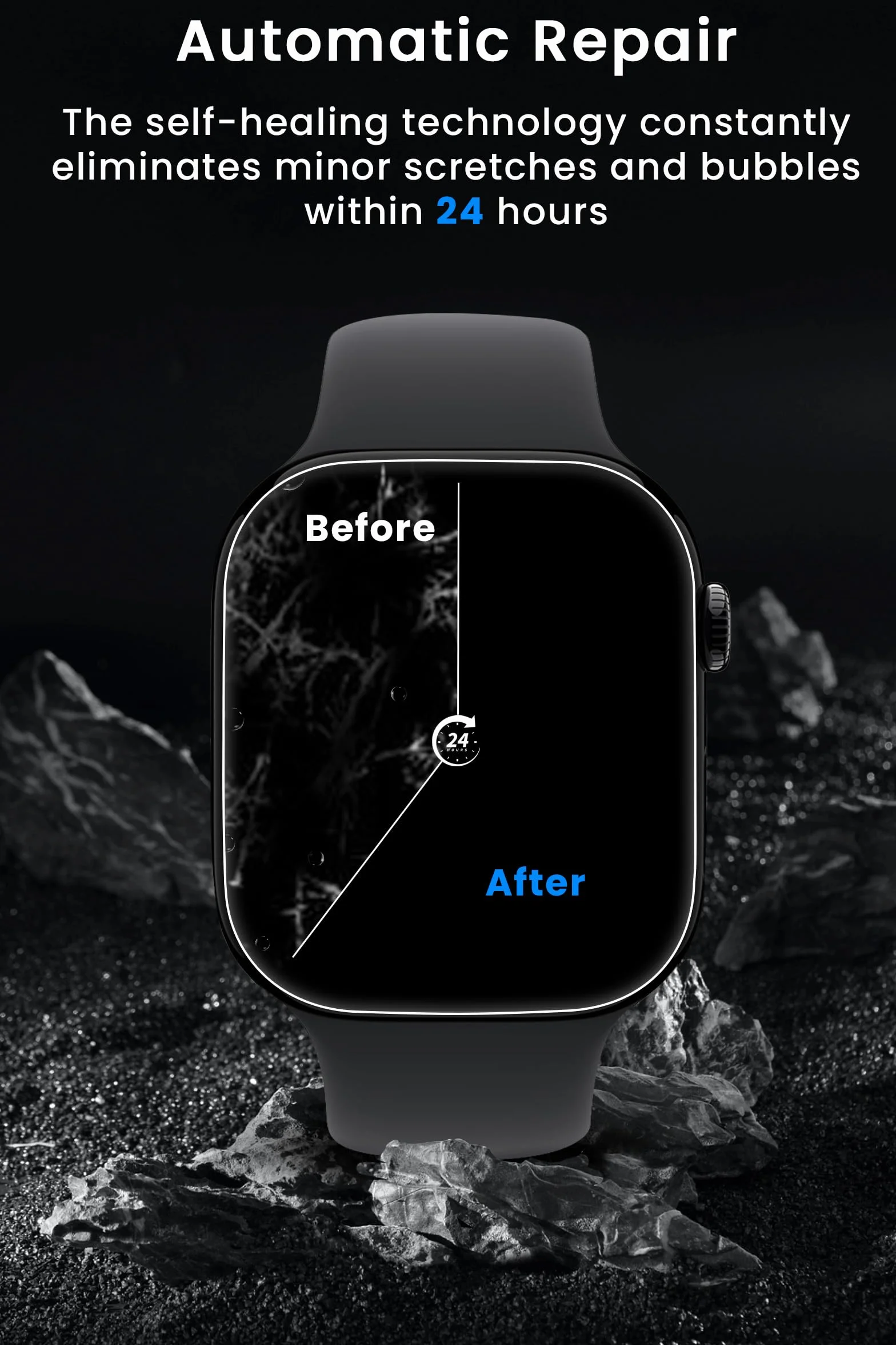 Ochronnik ekranu dla zegarka Apple Watch serii 10 (46 mm) Smartwatch, samouzdrawiająca elastyczna folia TPU z zestawem instalacyjnym, folia ochronna przed drapieżami HD Clear Soft Screen