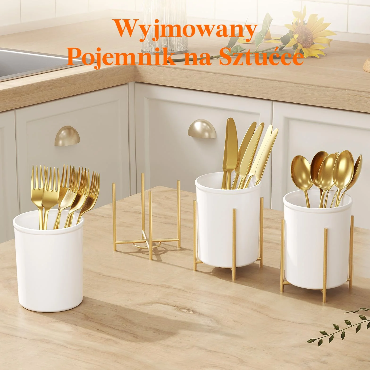 Lifewit Pojemnik na Przybory Kuchenne z Metalowym Uchwytem