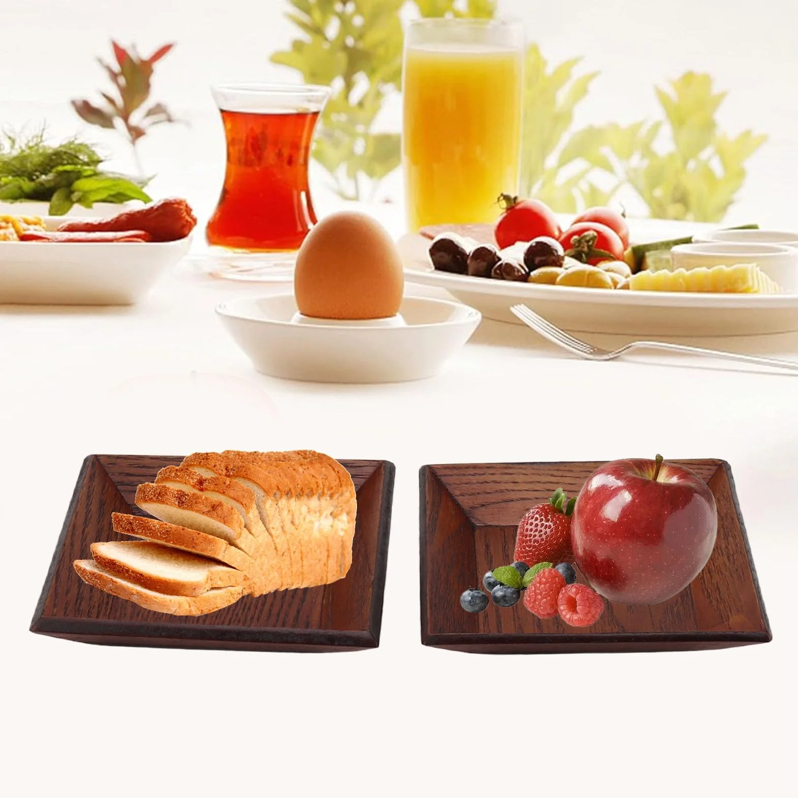 50 Sztuk Kwadratowych Talerzy Drewnianych, Jednorazowych Talerzy Bambusowych na imprezę, Wesele, przystawkę, Deser, Catering i do Użytku Domowego, 3,94 X 3,94 X 0,6 Cala (Dł.