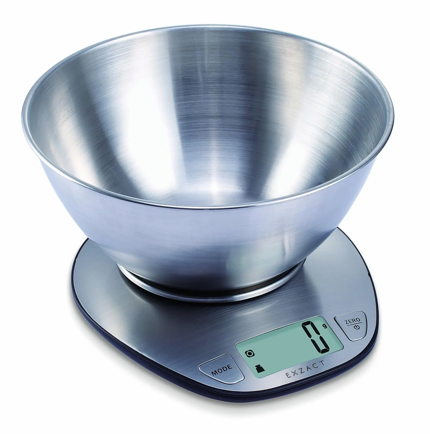 Exzact Elektroniczna waga kuchenna Waga do pieczenia ze stali nierdzewnej - Duża waga wyświetlacza z misą do mieszania ze stali nierdzewnej - maks. 5 kg