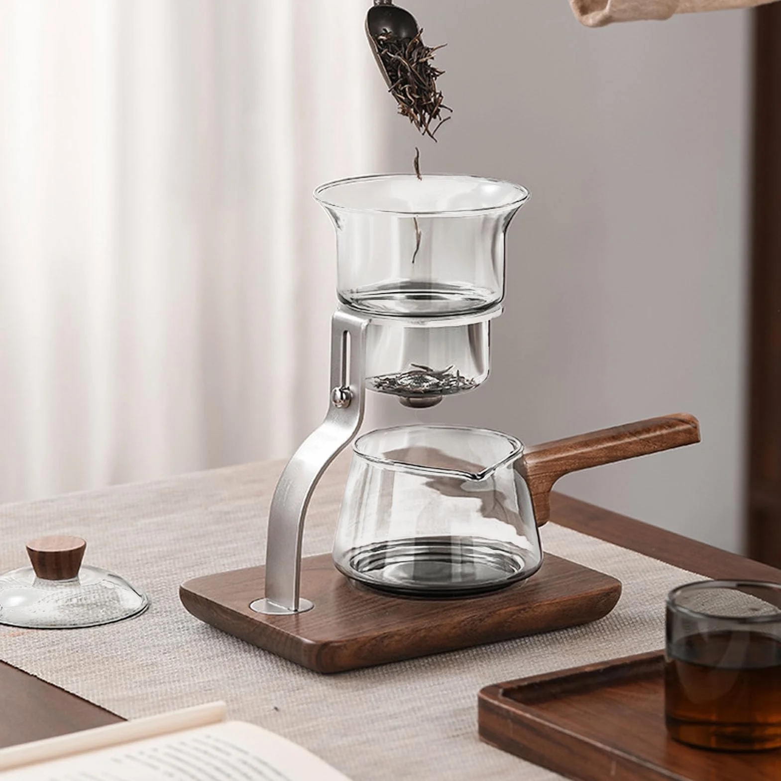 Szklany Zestaw do Herbaty Automatyczny 350 Ml Obrotowy Dzbanek Magnetyczny
