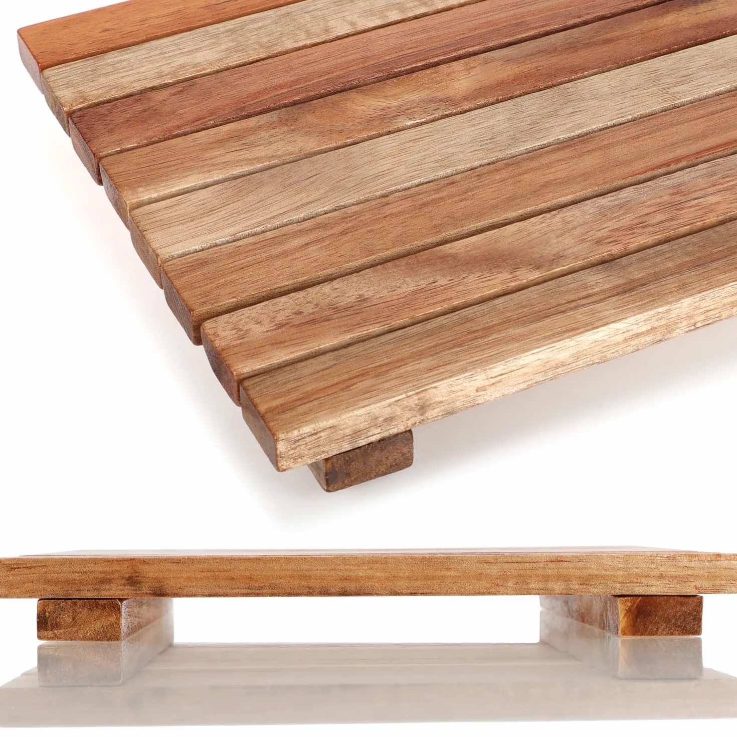 COM-FOUR® Podkładka pod garnek z bambusa Ø18cm 2 sztuki naturalna osłona termiczna