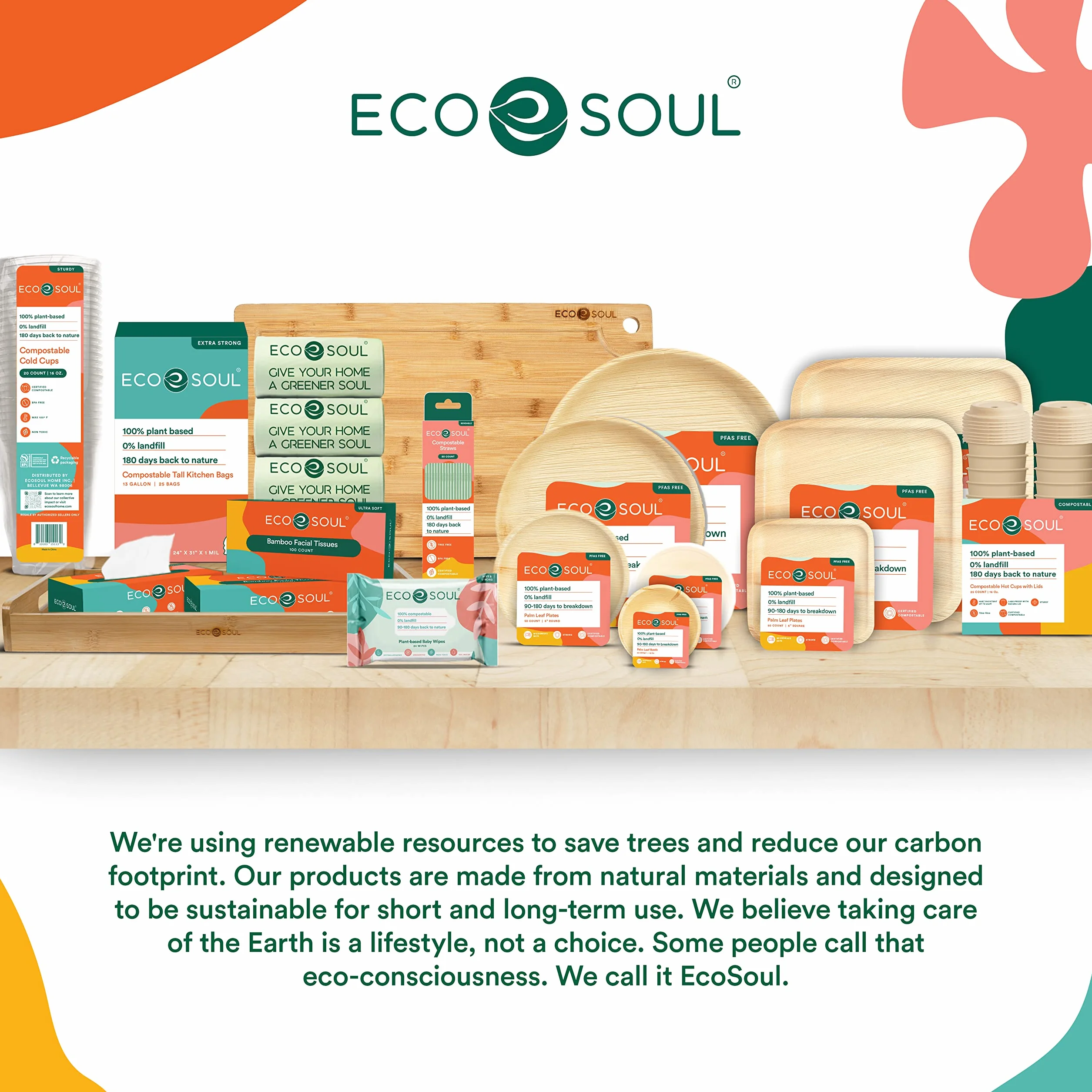 ECO SOUL kwadratowy talerz z liśćmi palmowymi 25 sztuk biodegradowalny