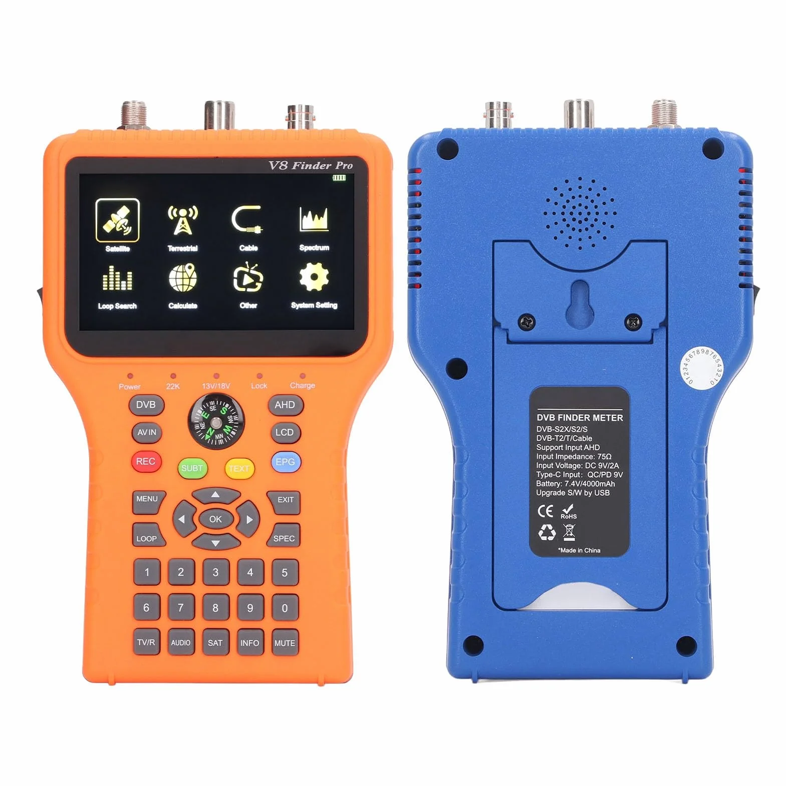 4.3 Calowy Ekran LCD Antena Satelitarna Lokalizator Sygnału V8 FINDER PRO FTA DVB S2 S2X Miernik Sygnału z funkcją Kompasu (Wtyczka UE)