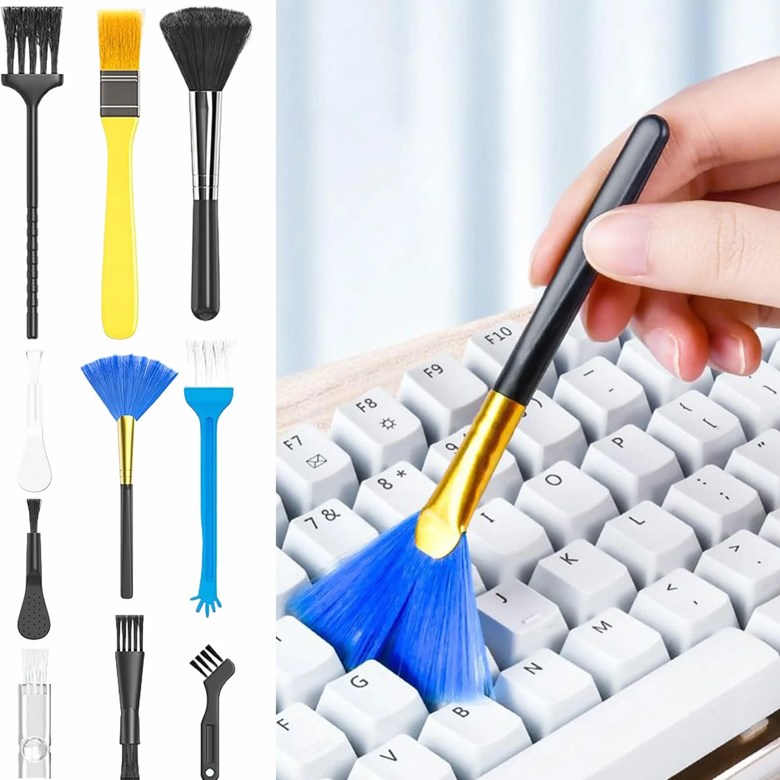 Keyboard Cleaning Kit, Computer Cleaner Brush Set, Portable Multi-Purpose Dust Remover, Detailing Cleaning Tool for Console, Mousepad, Phone, Tablet, Travel, Home, Work Desk