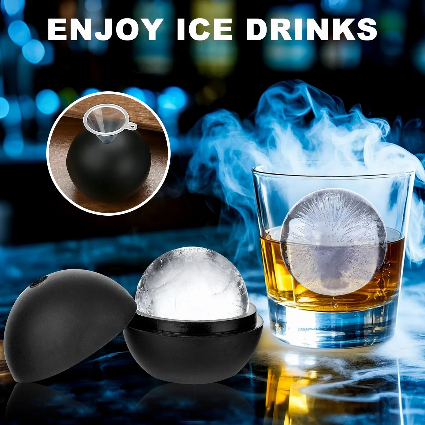 Elektryczny zestaw do wędzarni whisky z 4 drewnianymi wiórami, szklanką do whisky i formą do lodów, zestaw do wielokrotnego ładowania, staromodny dym, prezenty urodzinowe dla mężczyzn, taty, męża