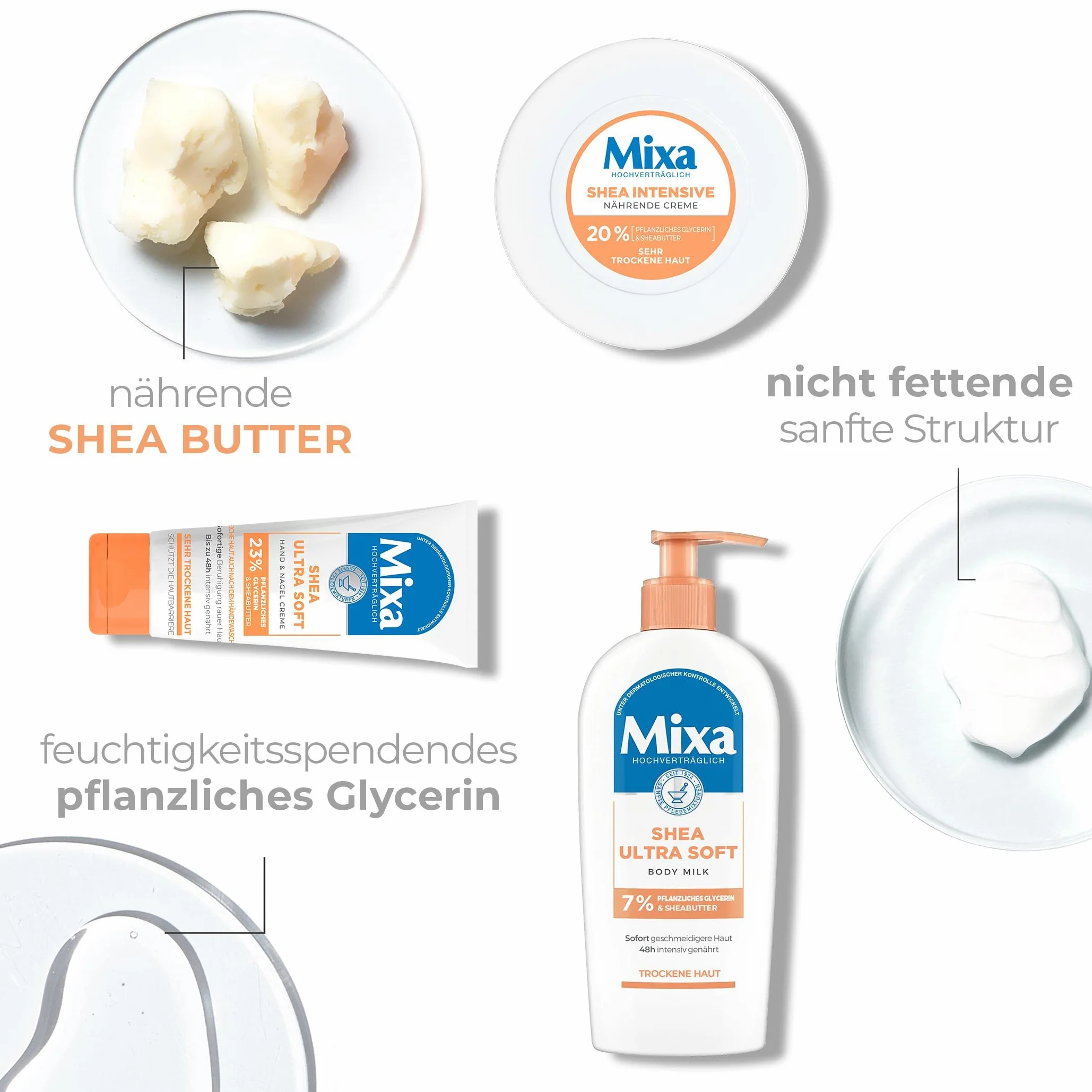 Mixa Shea Ultra Soft krem do rąk i paznokci – pielęgnujący balsam do rąk do suchych, popękanych i szorstkich rąk, ochrona i intensywna pielęgnacja z gliceryną i masłem shea, 100 ml