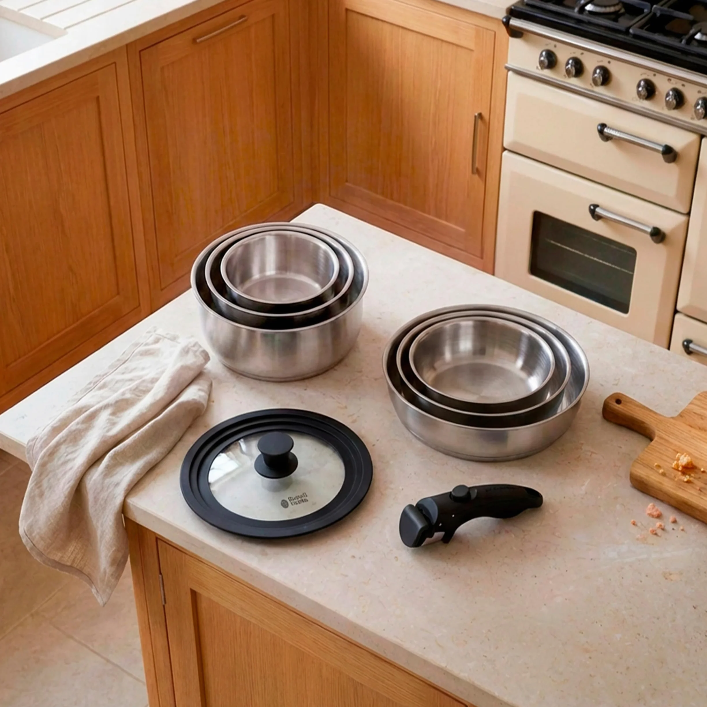 Russell Hobbs Uniwersalna Szklana Pokrywka do Garnków 20-24 cm, Silikonowa Obręcz, Otwór na Parę