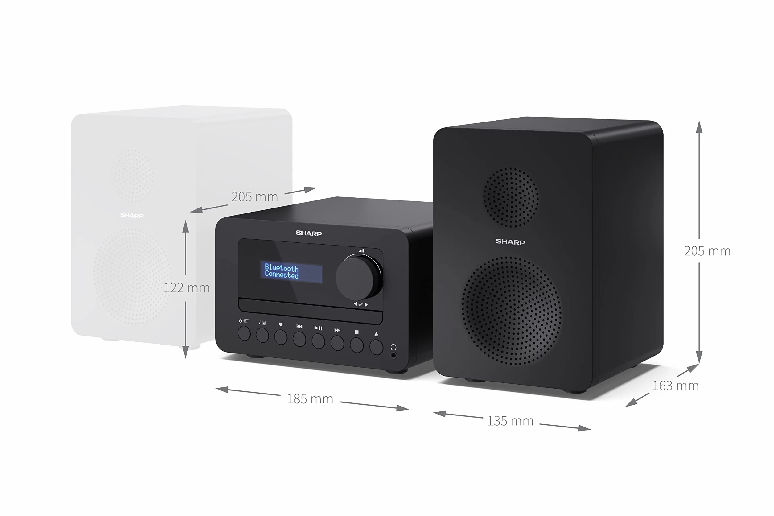 Sharp XL-B520D(BK) Zestaw Stereo, Czarny, 40W