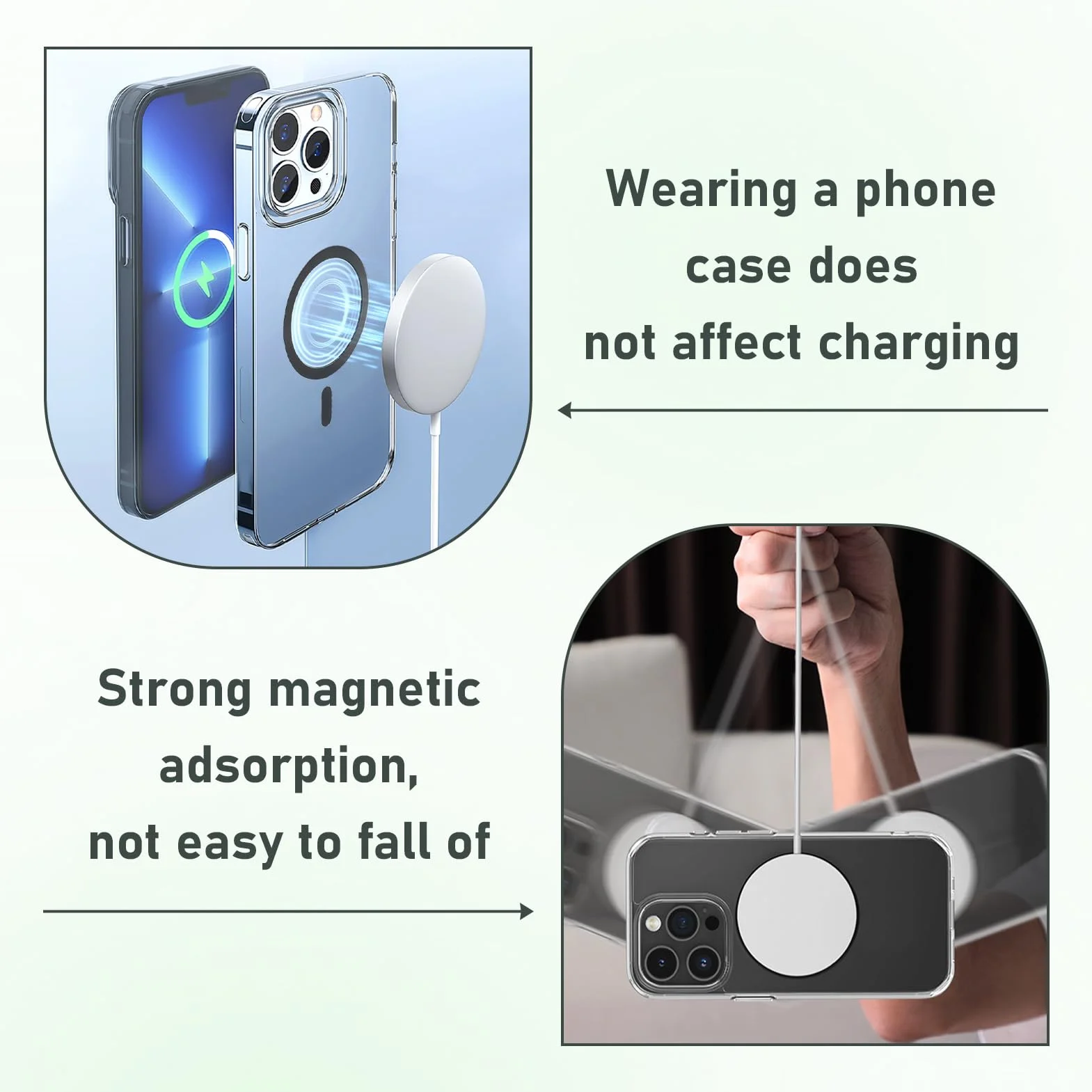 Zestaw 4 pierścieni magnetycznych do telefonu, kompatybilne z ładowarkami, adapter do bezprzewodowego ładowania, do iPhone'a 15/14/13/12 i Galaxy S23/S22, elegancki design w kolorze czarnym i