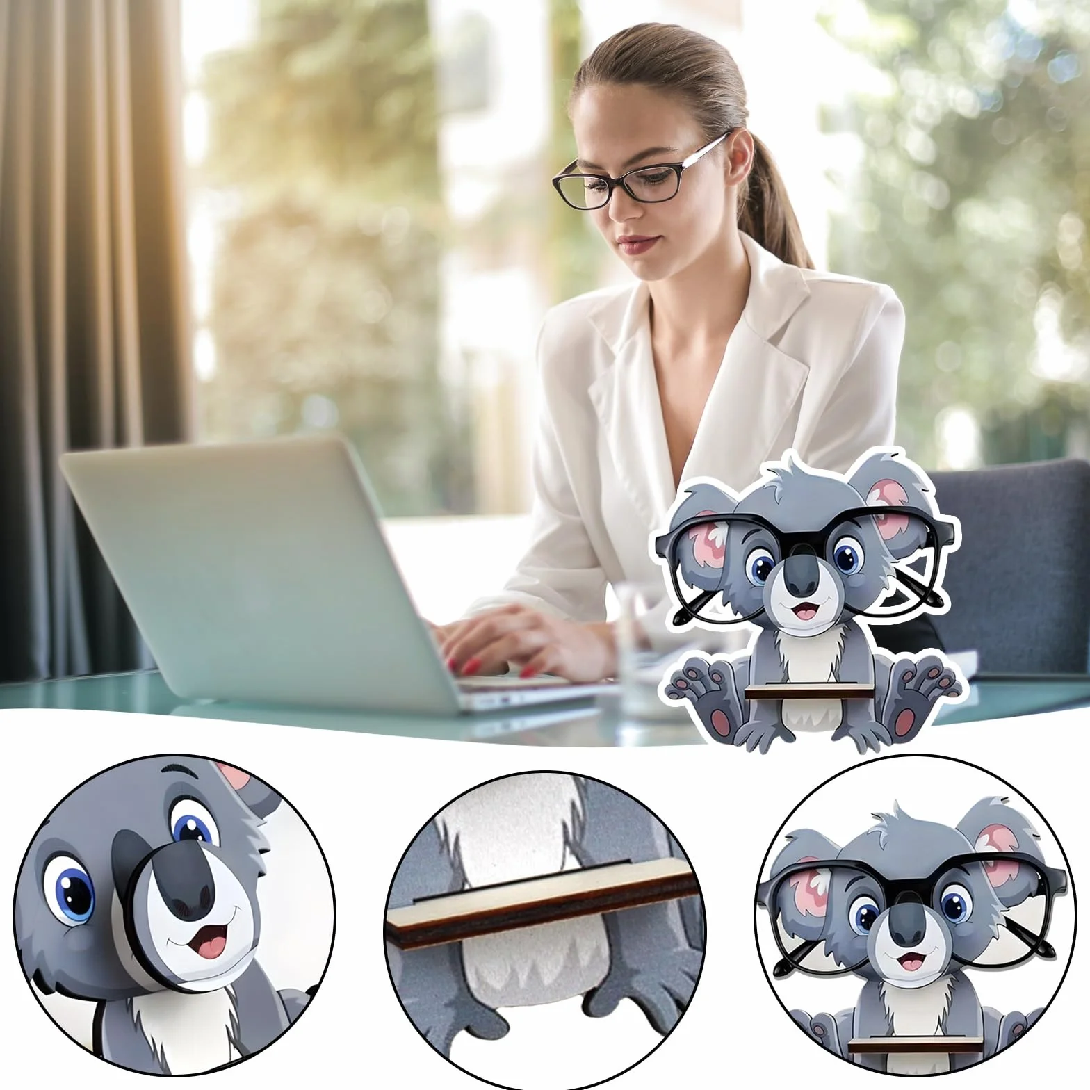 Koala stojak na okulary z drewna, zabawny stojak na okulary, stojak na okulary, stojak na okulary przeciwsłoneczne, do sypialni, biura, na biurko