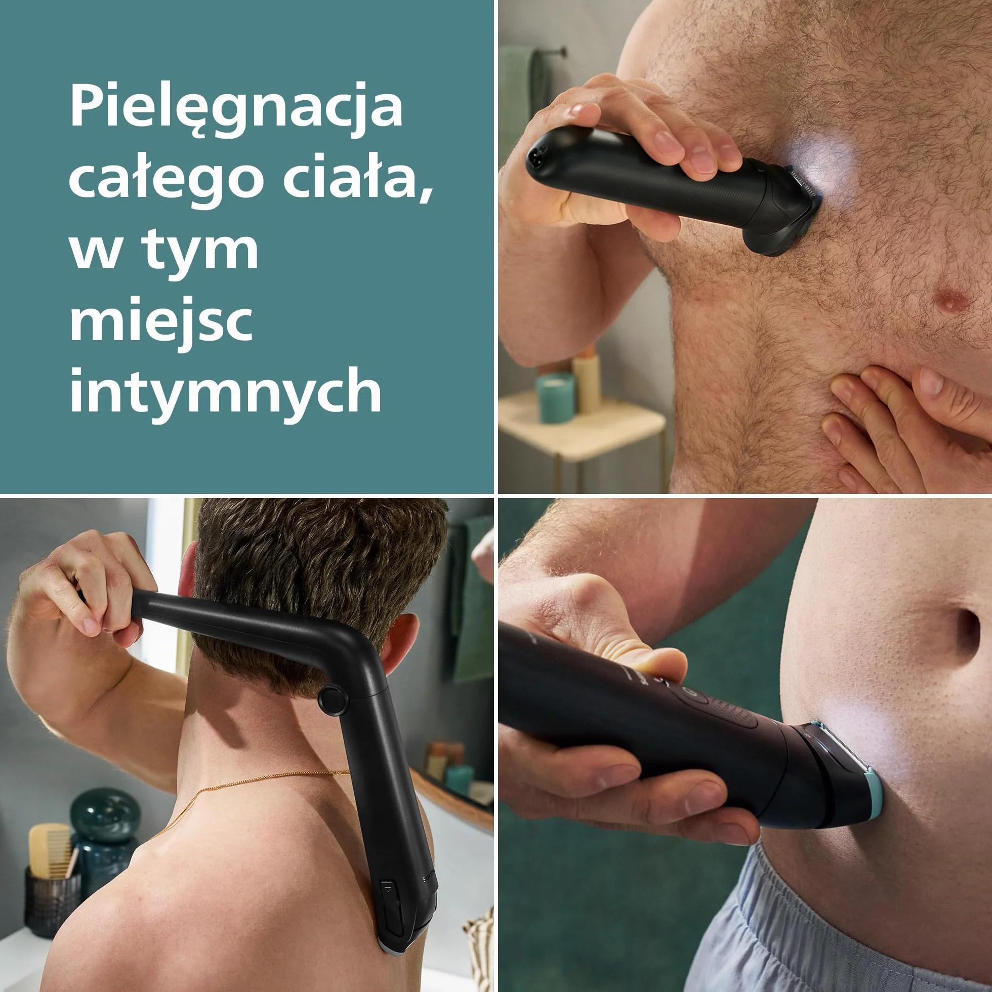 Philips Body Groomer Seria 7000 – trymer do ciała głowicą golącą 2D Triple Protect, precyzyjne i delikatne golenie okolic intymnych, pełni wodoodporny, jego czas działania wynosi 120 minut, BG7480/15