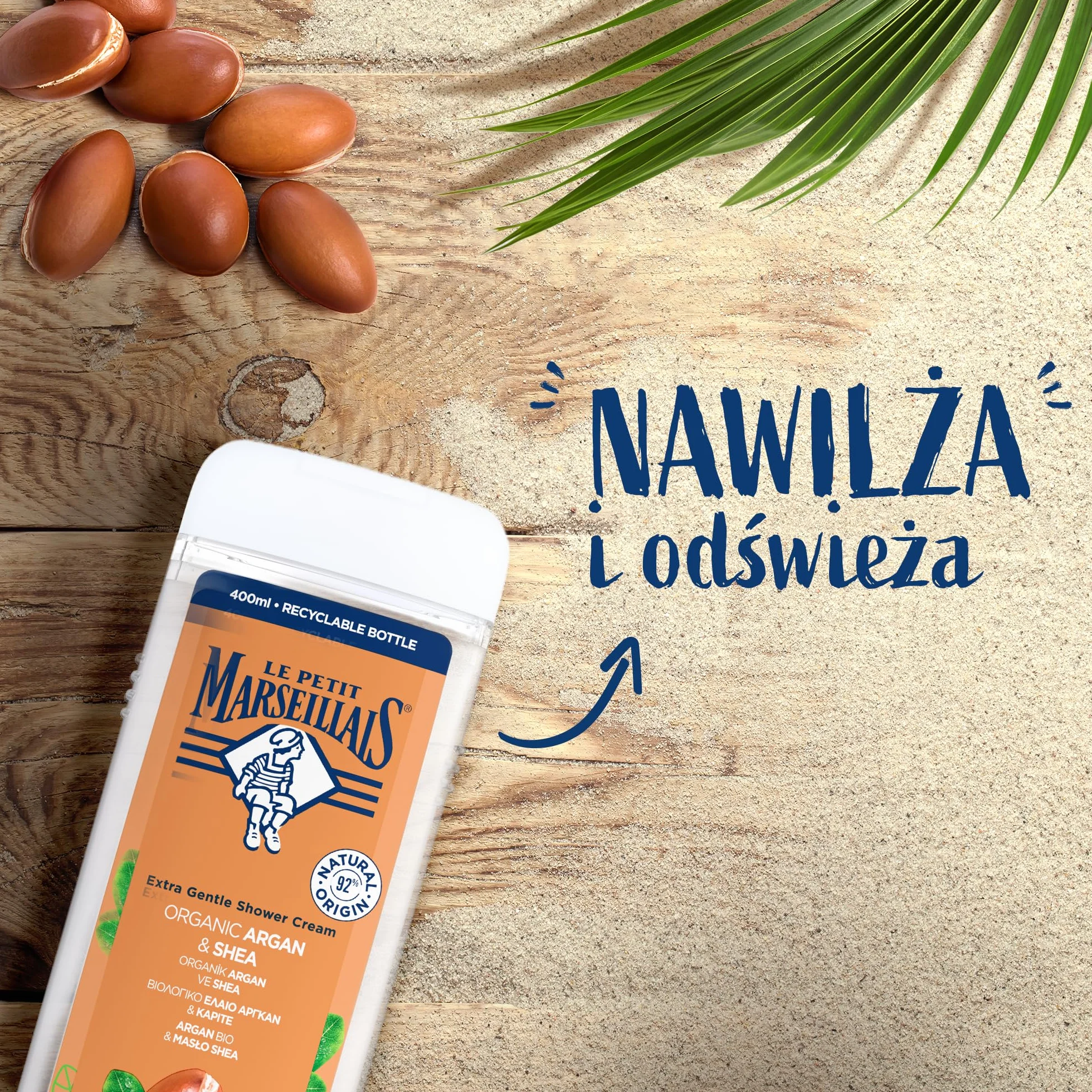 Le Petit Marseillais Kremowy żel pod prysznic Olej arganowy & Masło Shea 400 ml – aksamitna, kremowa pielęgnacja, egzotyczny zapach