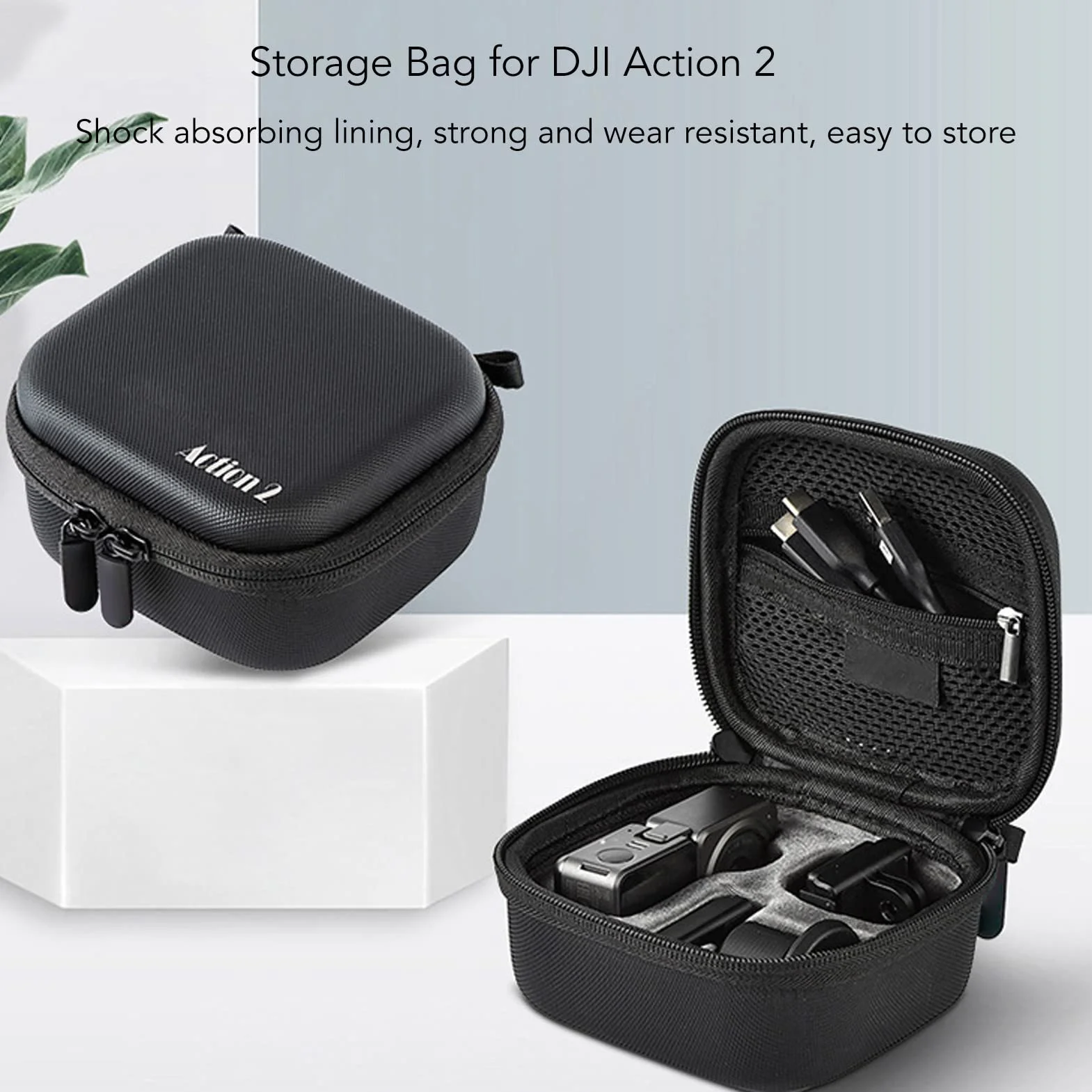 Twardy futerał do Aparatu DJI Action 2, Torba Ochronna na walizkę podróżną z Karabińczykiem, Torba do Przechowywania z Mini twardą skorupą
