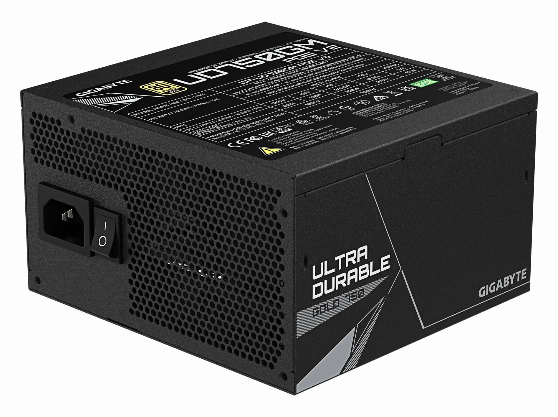 GIGABYTE UD750GM PG5 V2 zasilacz - PCIe Gen 5.1, 80 PLUS Gold, w pełni modułowa konstrukcja, wentylator 120 mm, kompatybilny z ATX 3.1, wtyczka EU