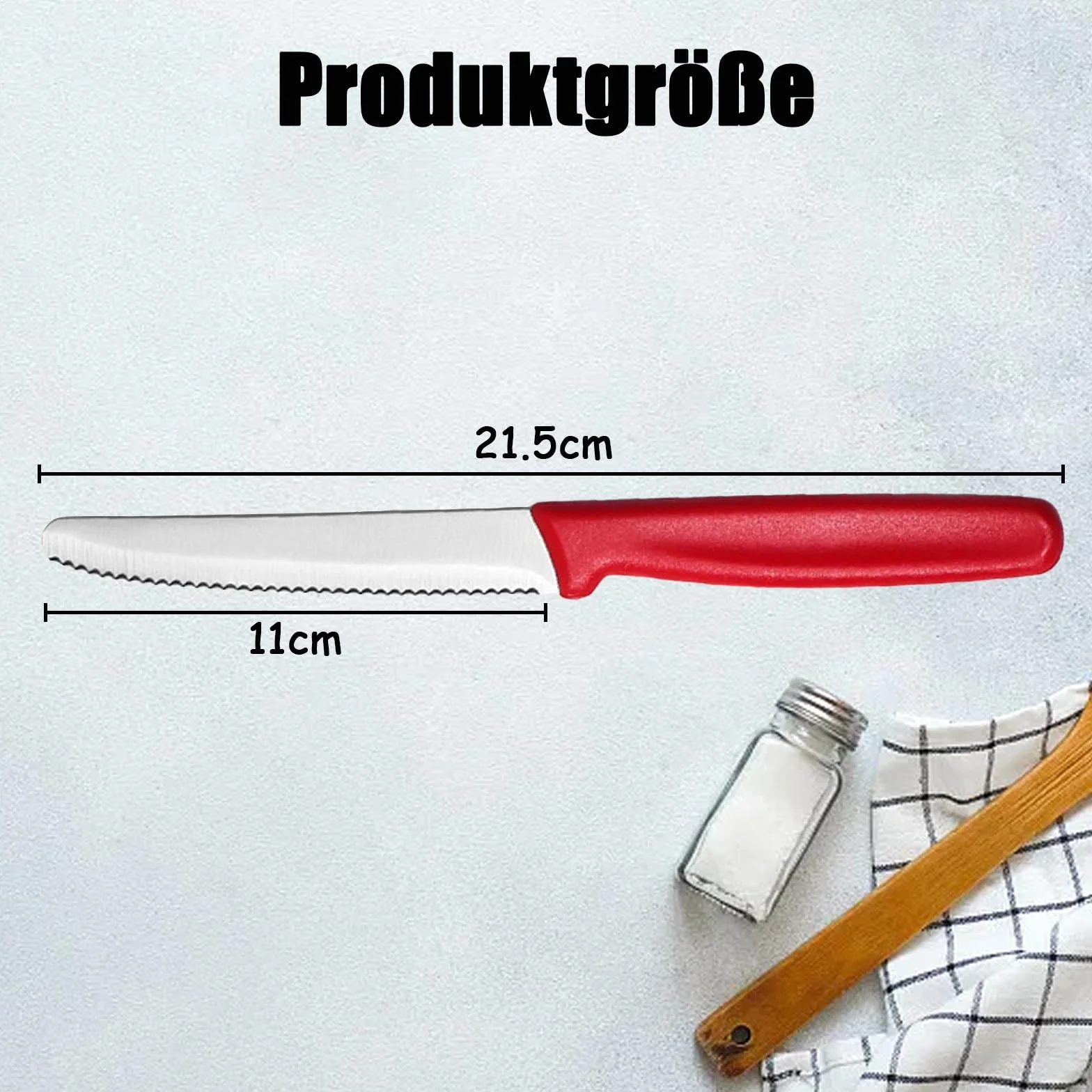 Nóż stołowy ze stali nierdzewnej 21,5 cm czerwony profesjonalny