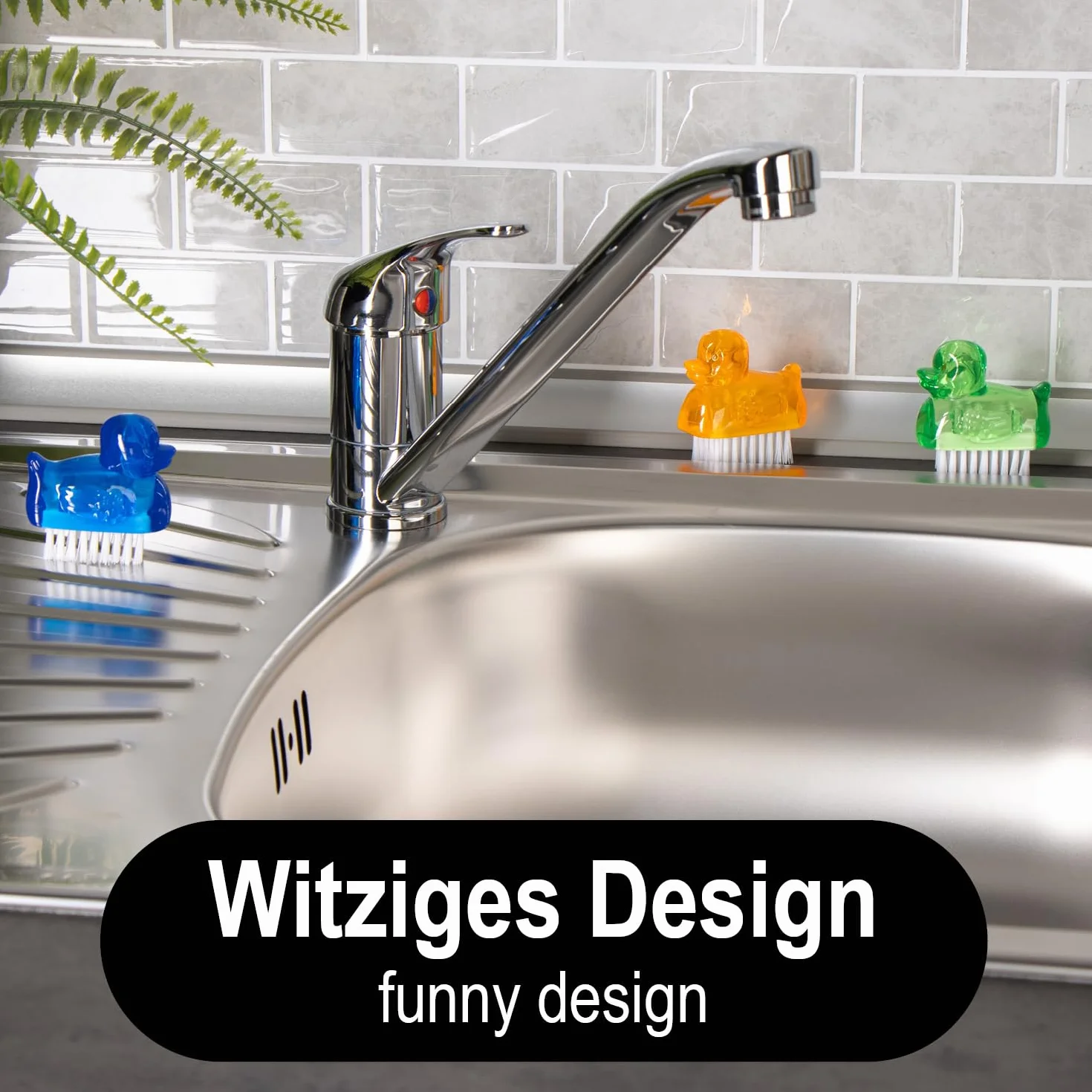 COM-FOUR® 6x mini szczoteczki do mycia rak w ksztalcie kaczki - szczoteczka do paznokci do czyszczenia dloni i paznokci - szczoteczki do czyszczenia w 3 kolorach