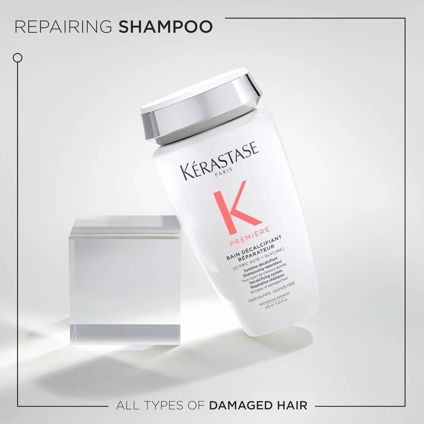 Kérastase, Première, kuracja pielęgnacyjna z pre-szamponem, szamponem i maską do włosów zniszczonych, Concentré Décalcifiant Ultra-Réparateur, Bain Décalcifiant Rénovateur & Masque Filler Réparateur