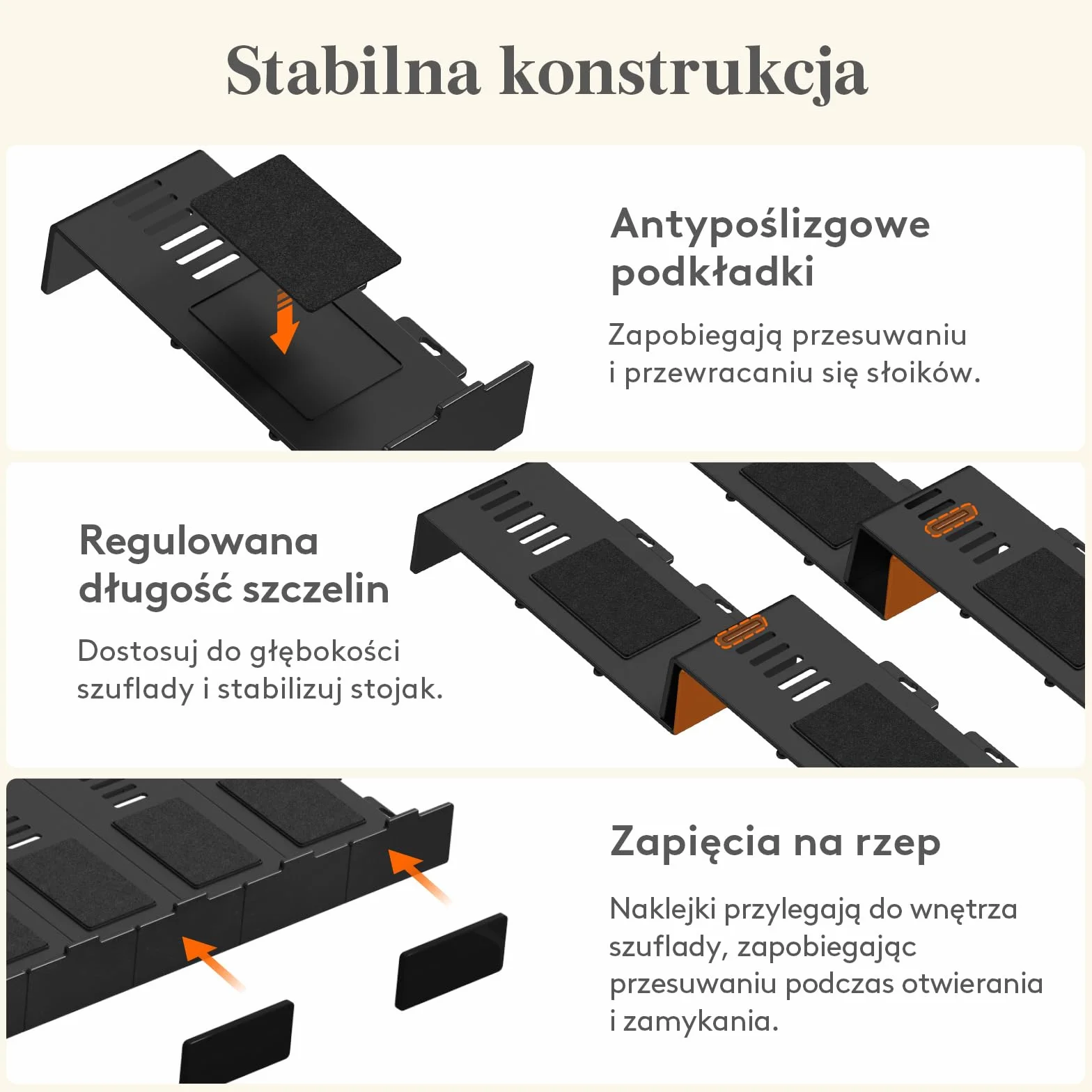 Lifewit Organizer na Przyprawy do Szuflady, 24 Sztuki, Regulowana Wkładka Antypoślizgowa, Czarny