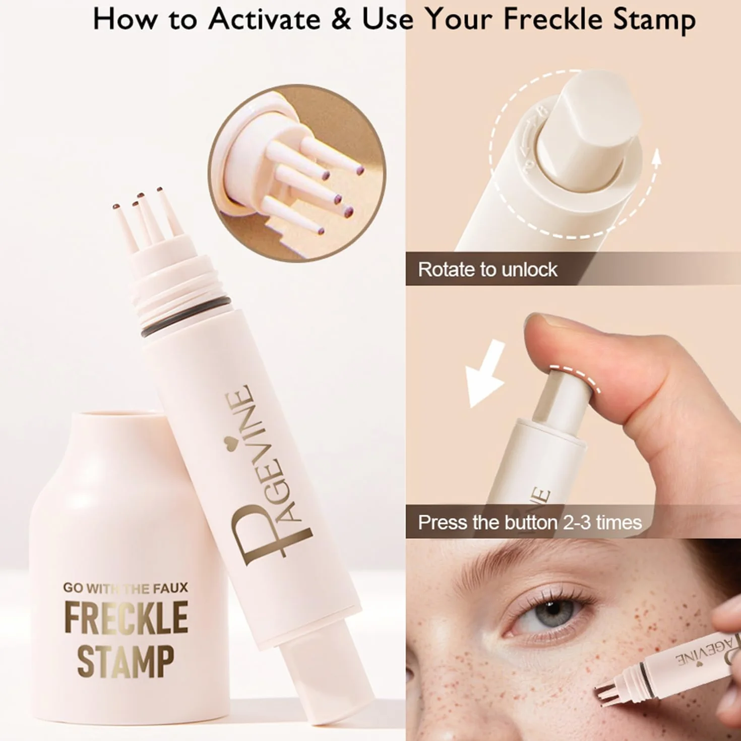 Stempel Piegów – Naturalny, realistyczny pisak do makijażu z piegami z miękkimi kropkami dla bezproblemowego wyglądu muśniętego słońcem, Liquid Freckle Pen (# 02)