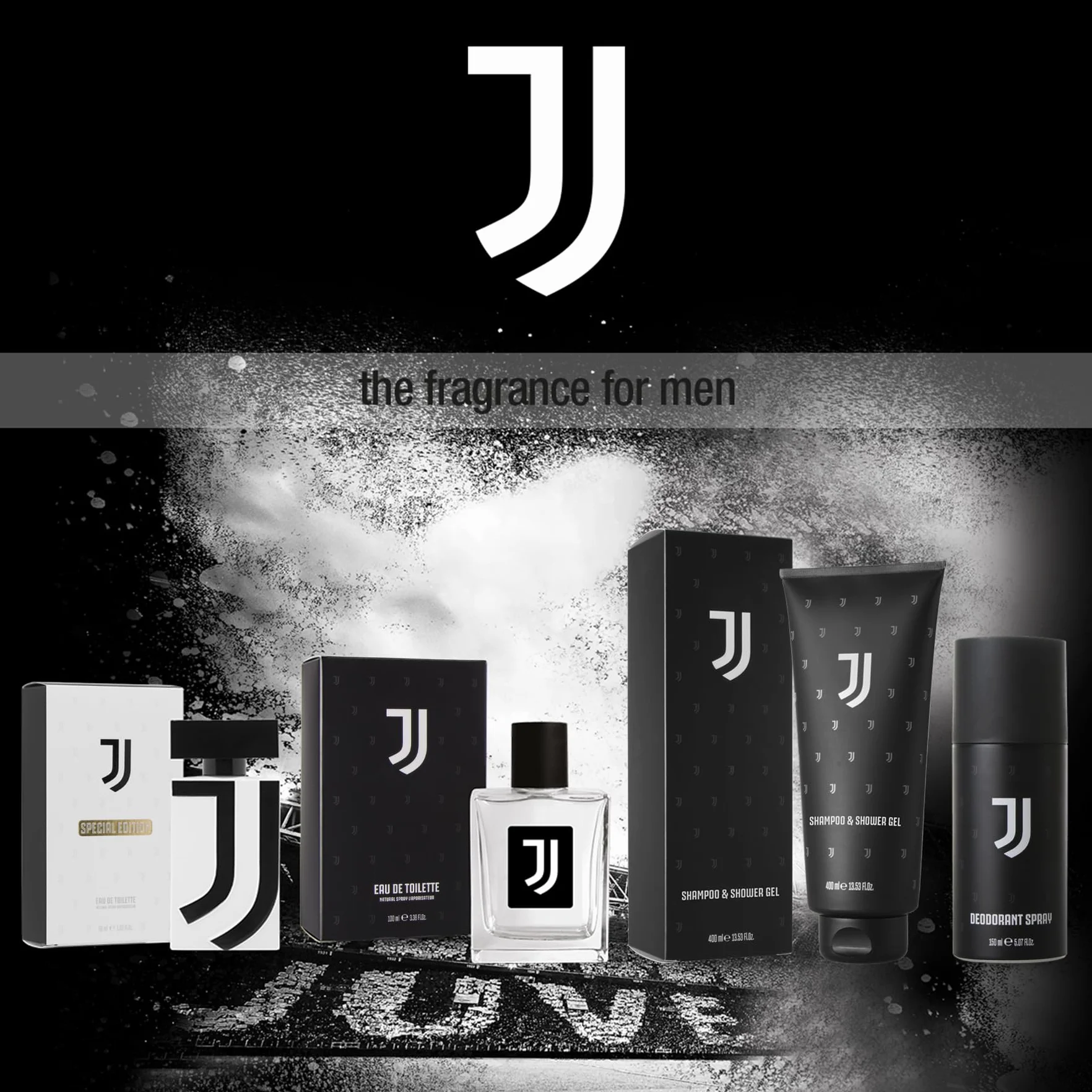 JUVENTUS | Męskie pudełko upominkowe, dezodorant 150 ml + prysznic 200 ml + szalik