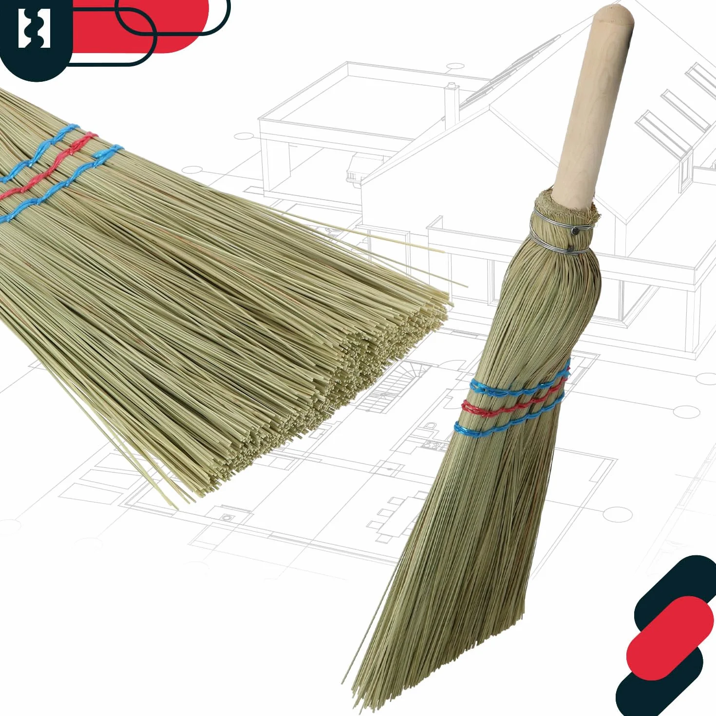 KOTARBAU® Mini szczotka do ryżu 20 cm z drewnianym trzonkiem 10 cm zmiotka ręczna