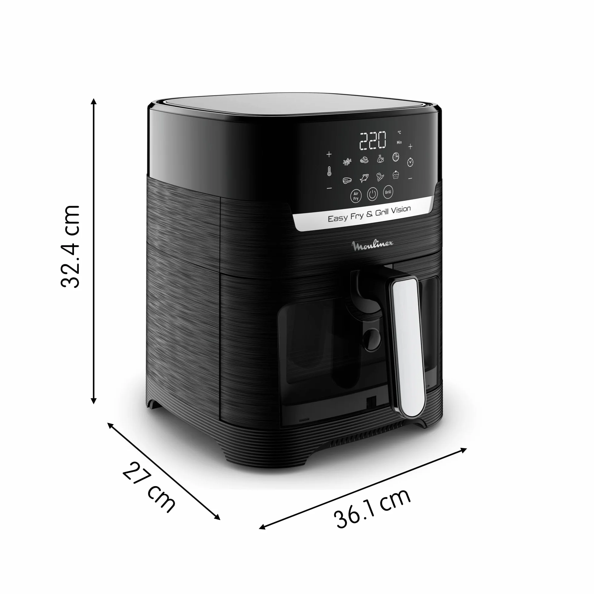 Moulinex Easy Fry & Grill Vision frytkownica powietrzna 4,2 l z oknem 10 funkcji Extra Crisp czarna EZ5068