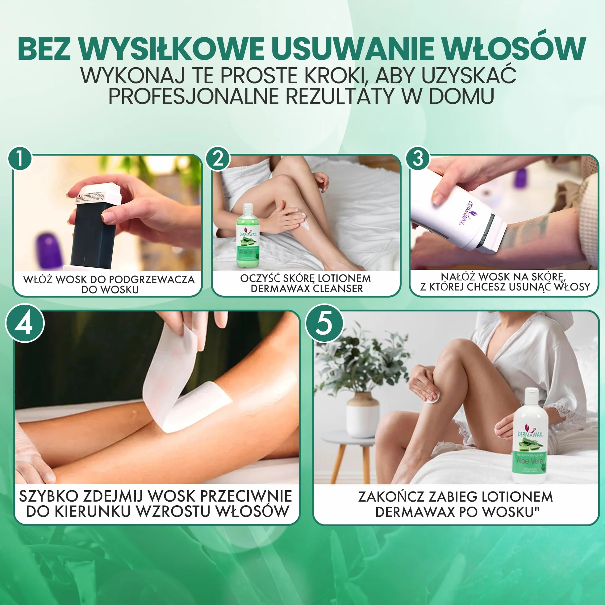 Dermawax Wkład woskowy Aloe Vera 6 x 100 ml – uniwersalne wkłady do depilacji z podgrzewaczem (nie wchodzi w zakres dostawy)