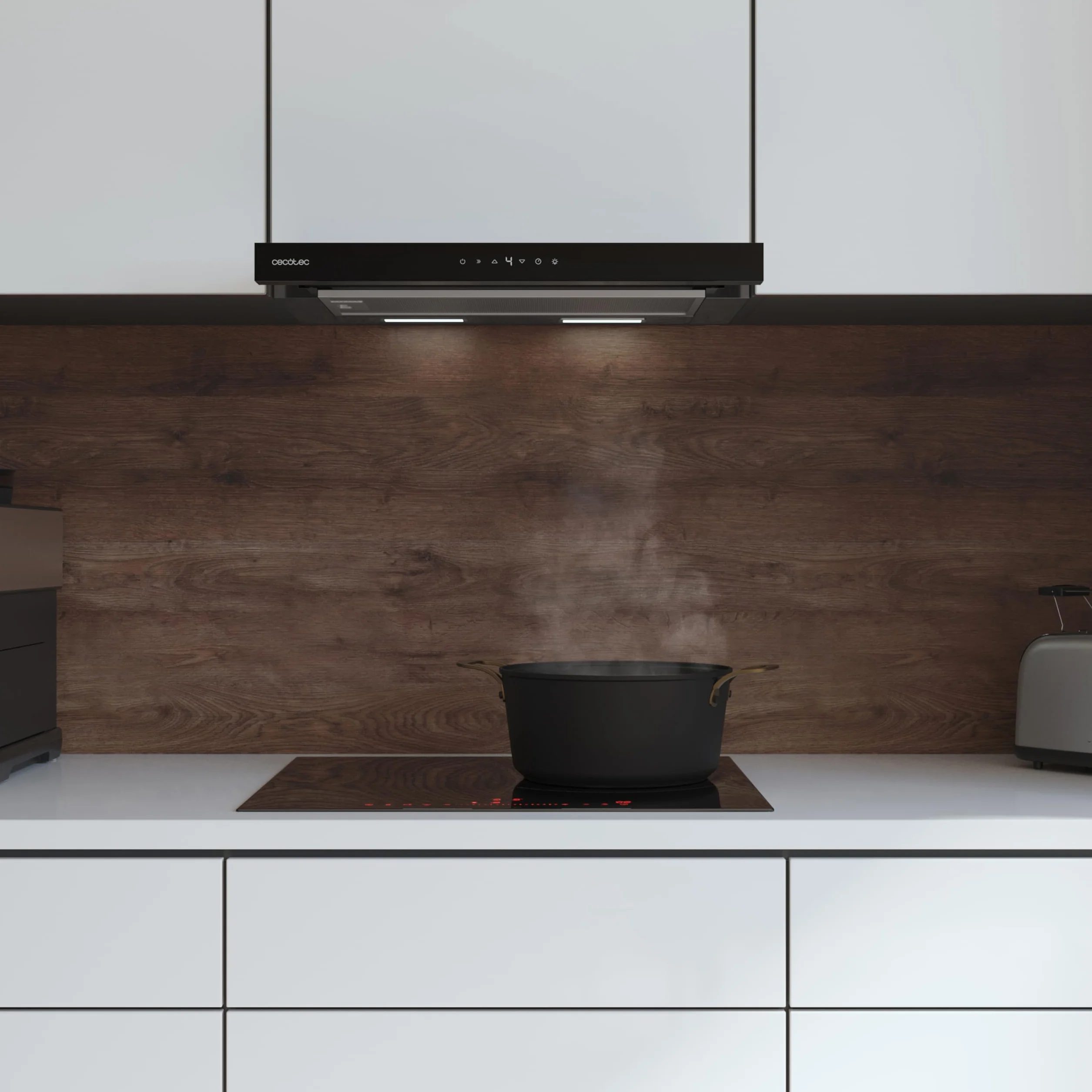 Cecotec Okap Kuchenny 60 cm TLT 605500 Glass Black A++ 70 W 550 m³/h Dotykowy Gesty Filtr Węglowy