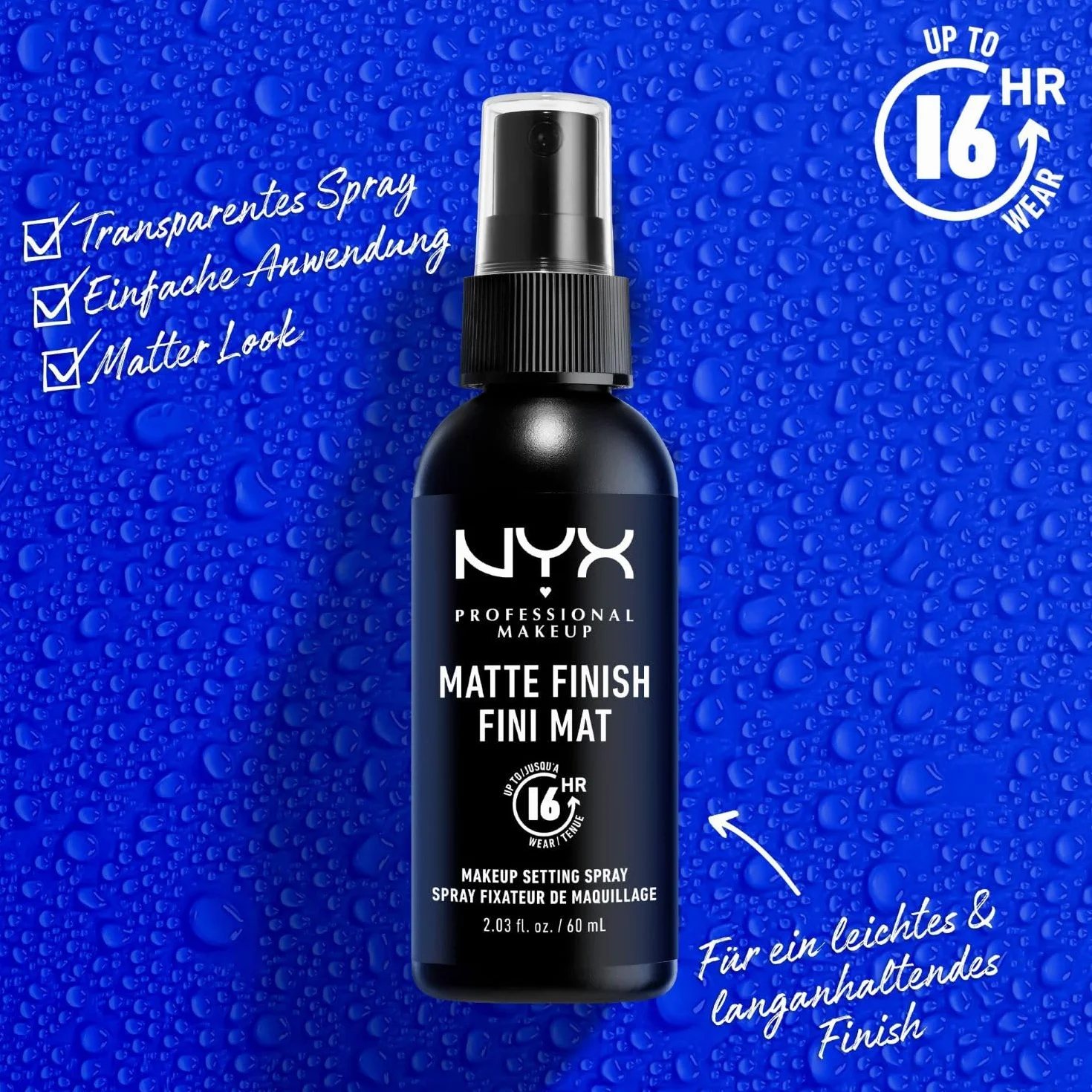 NYX Professional Makeup Spray do ustawiania, długotrwała formuła, wegańska, matowe wykończenie, opakowanie 2 szt., 60 ml