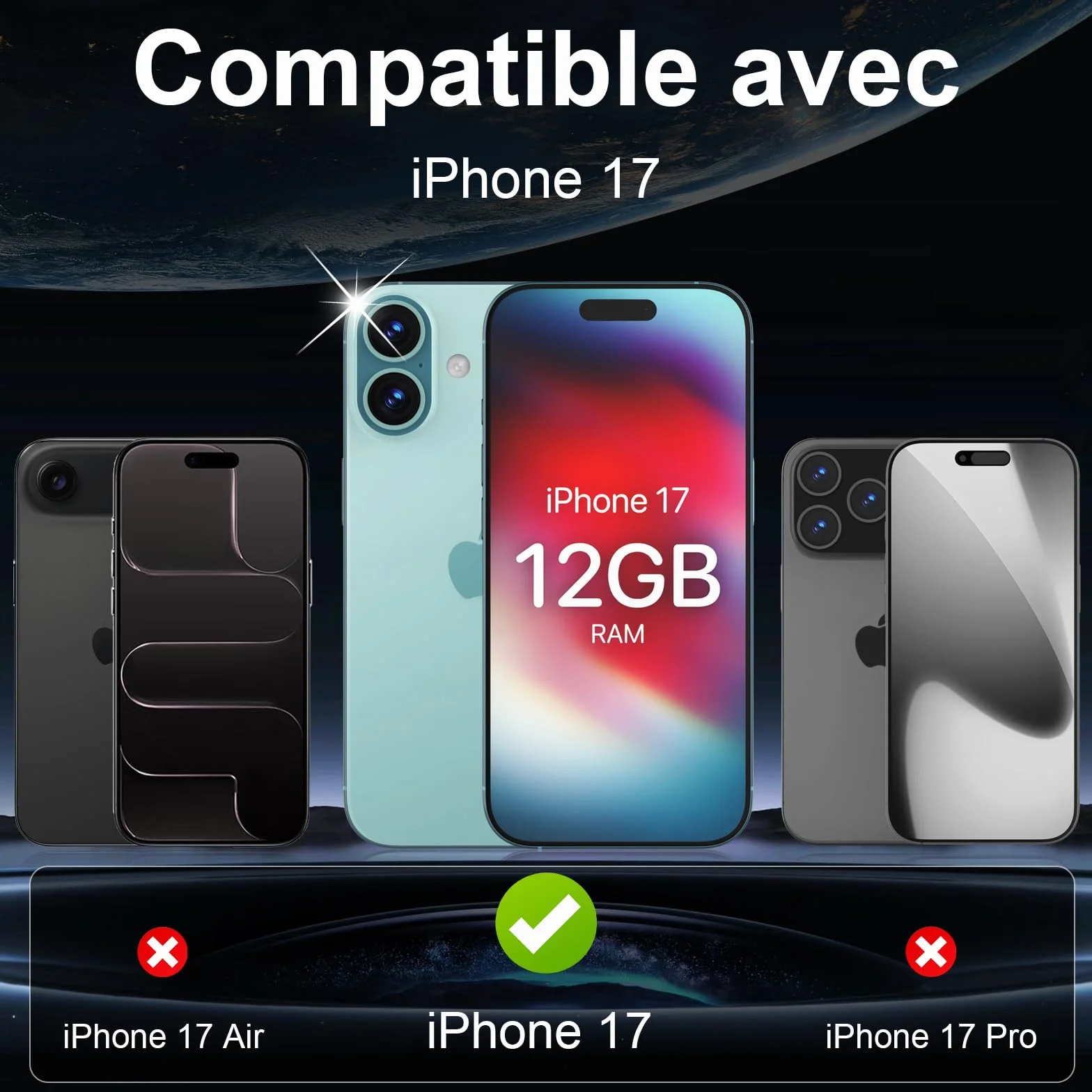 QULLOO Ochrona aparatu do iPhone 17 ze szkła hartowanego, 3 sztuki folii ochronnej na aparat twardość 9H szkło ochronne HD przezroczysta folia na obiektyw chroniąca przed zarysowaniami ochrona aparatu