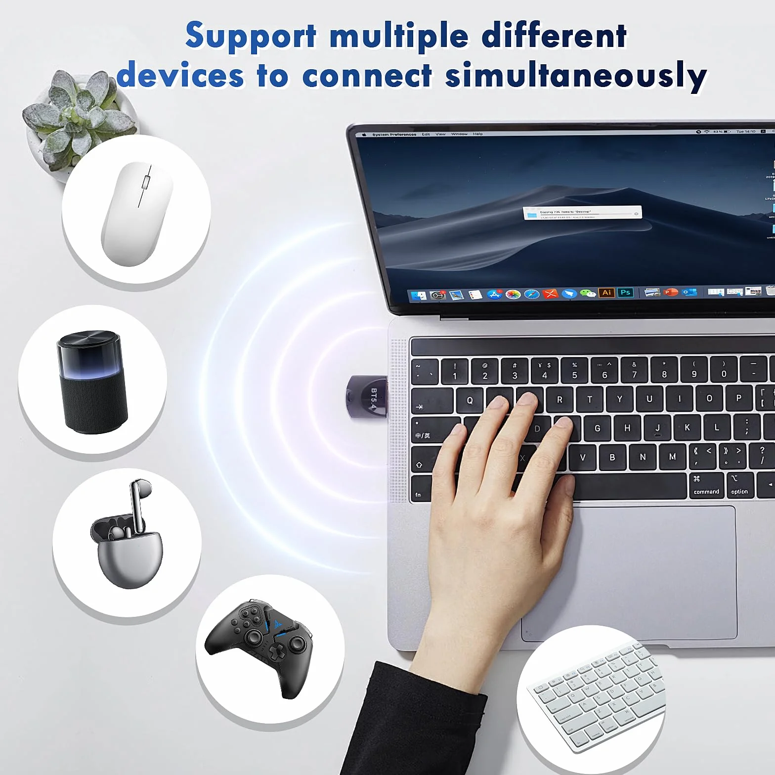 Adapter Bluetooth PC, Dongle do Myszy, Klawiatury, Słuchawek, Telefonu, Adapter USB do Windows 11/10/8.1/7 (A)