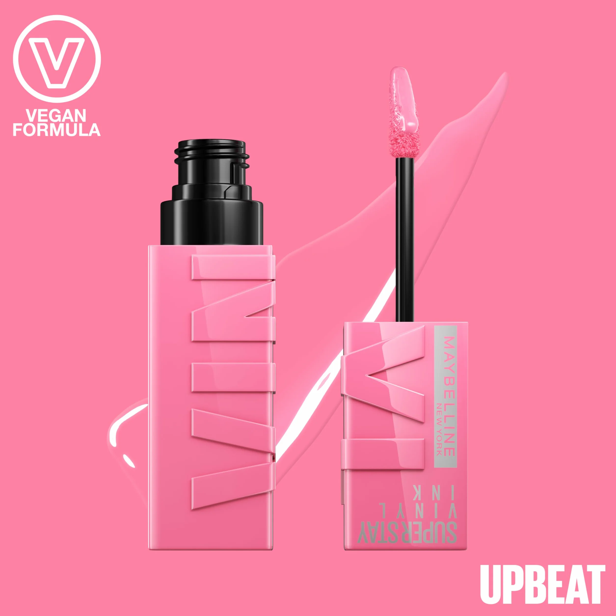 Maybelline New-York - Pomadka w płynie - Efekt błyszczącego winylu - Długotrwała - SuperStay Vinyl Ink Pink - Odcień : Upbeat (155)