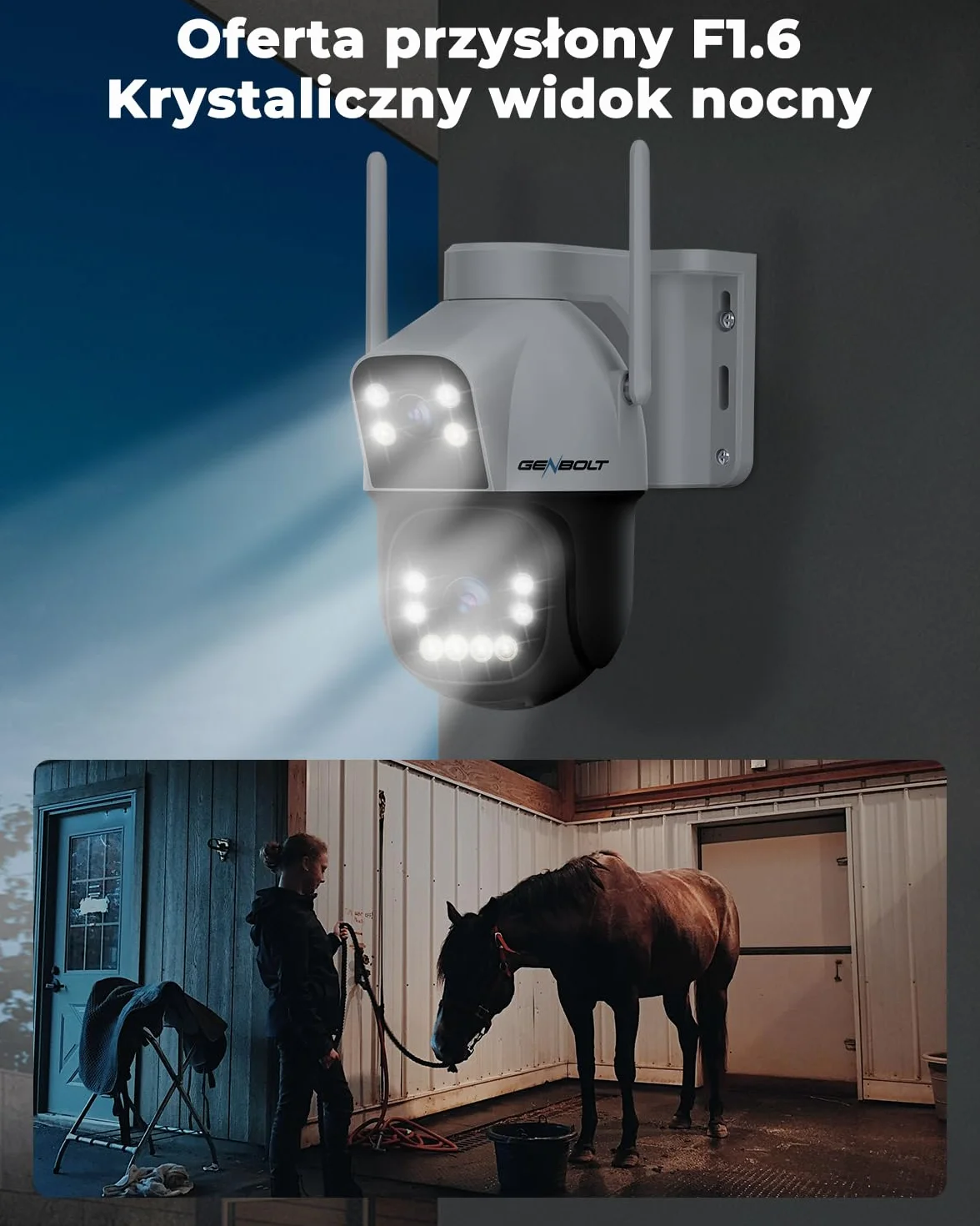 GENBOLT 4G AOV Kamera Zewnętrzna Solarna, Nagrywanie 24/7 3MP+3MP CCTV Zewnętrzna Kamera Monitoringu z wykrywaniem AI z kartą SIM, Kamera IP Zewnętrzna 8W 15600mAh, Automatyczne śledzenie