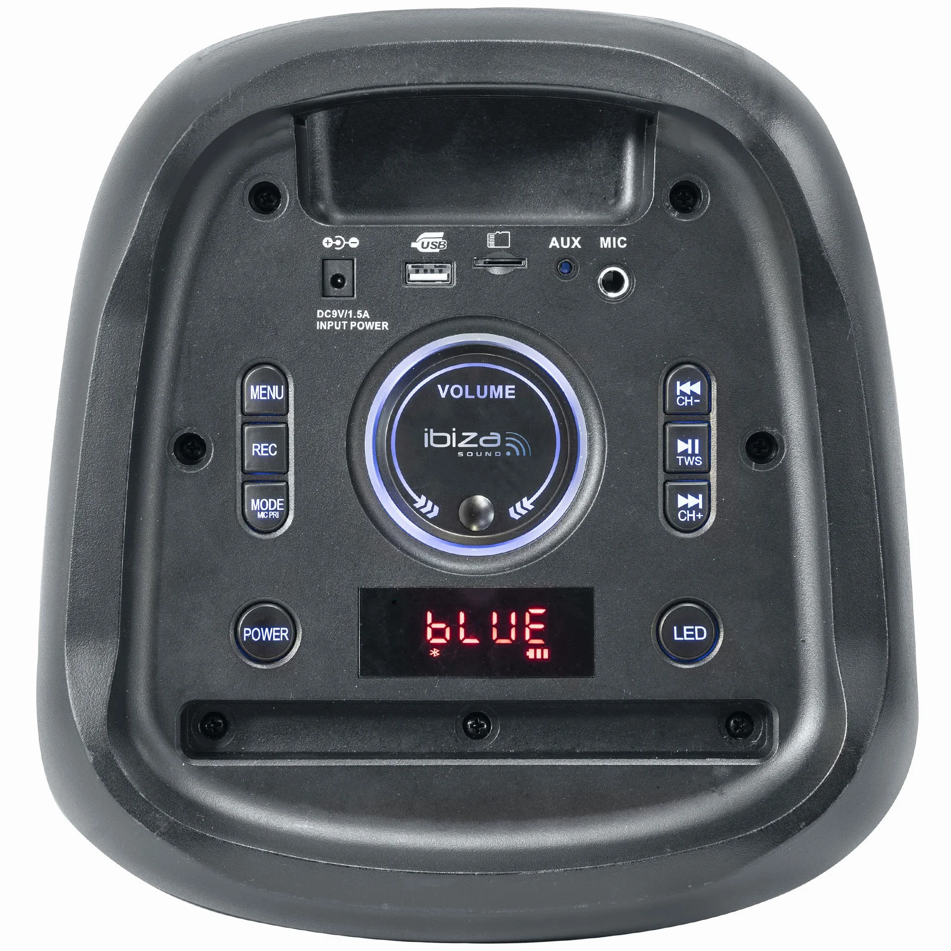 Ibiza - MERCURE50 - Zasilany bateryjnie głośnik o mocy 500 W z przednimi efektami świetlnymi, Bluetooth, SD, USB, funkcją TWS - Czarny