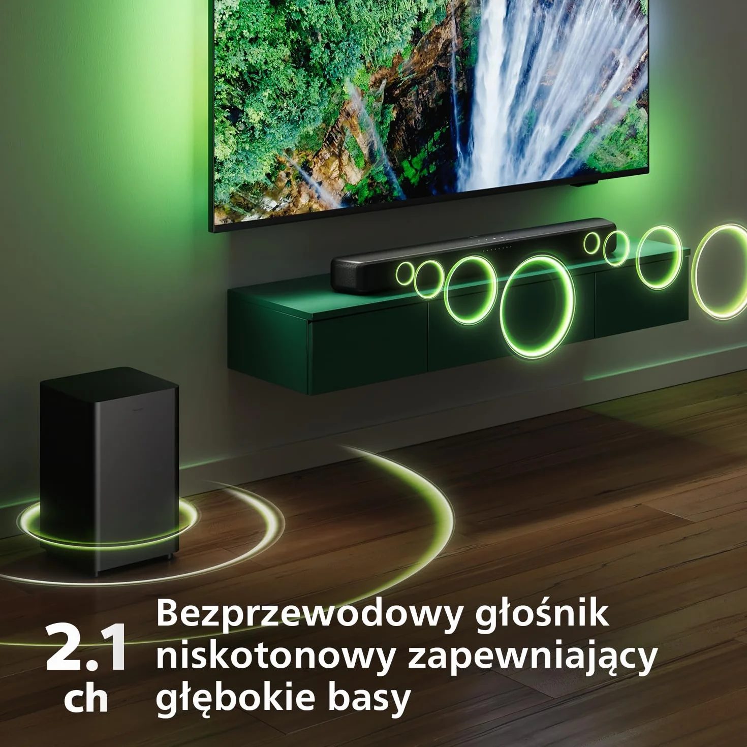 Philips TAB5309 Soundbar 2.1 z bezprzewodowym subwooferem – 2.1-kanalowy, 240 W, DTS Virtual X, Bluetooth 5.4, HDMI ARC, zlacze optyczne i port USB - Ciemnoszary