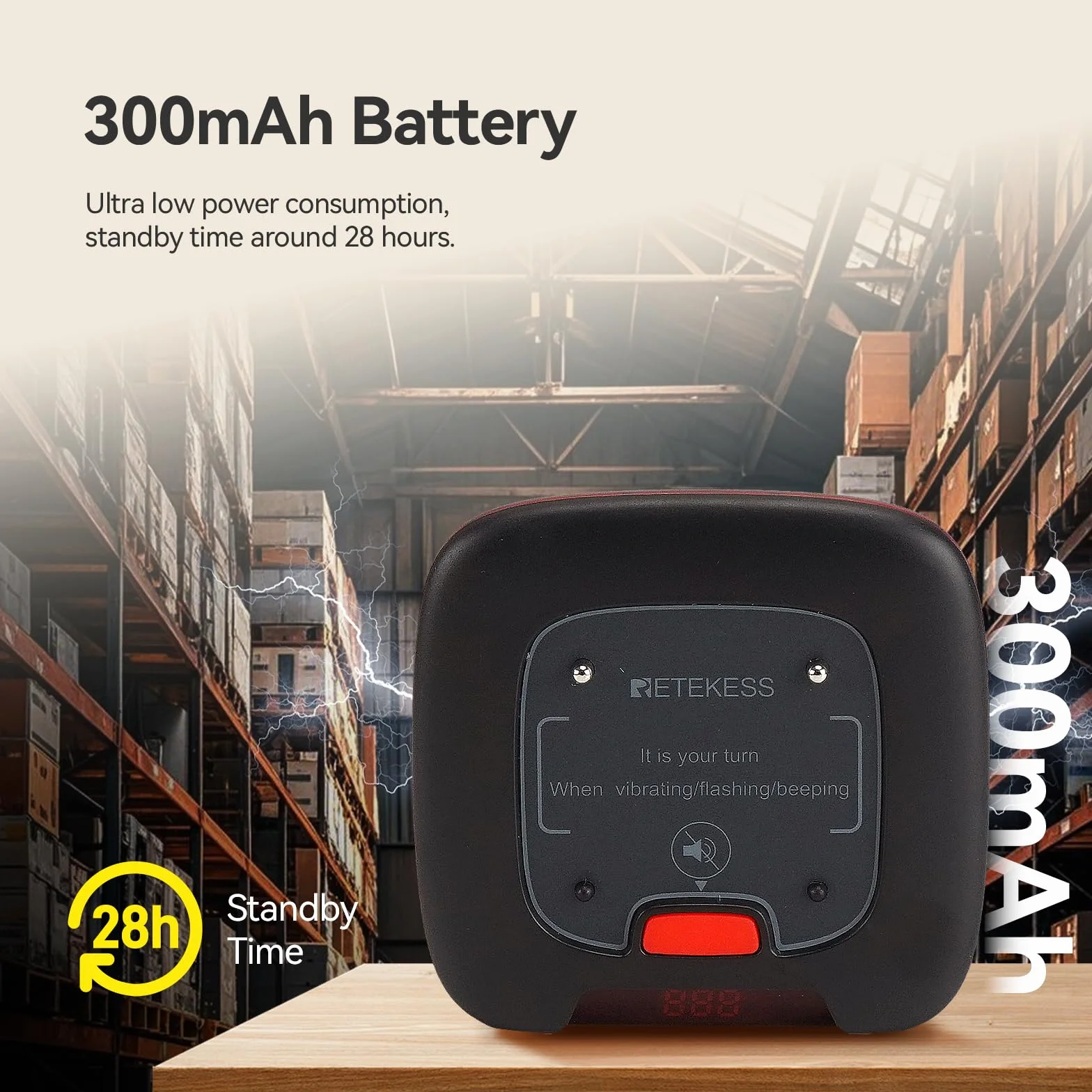 Retekess TD183 Bezprzewodowy System Przywoławczy, Pager z Podwójnym ładowaniem, Pager 30H 300mAh, FSK Long Distance 800M, Buzzer Pagera, Zapytanie o Historię Połączeń, Szpital, Logistyka