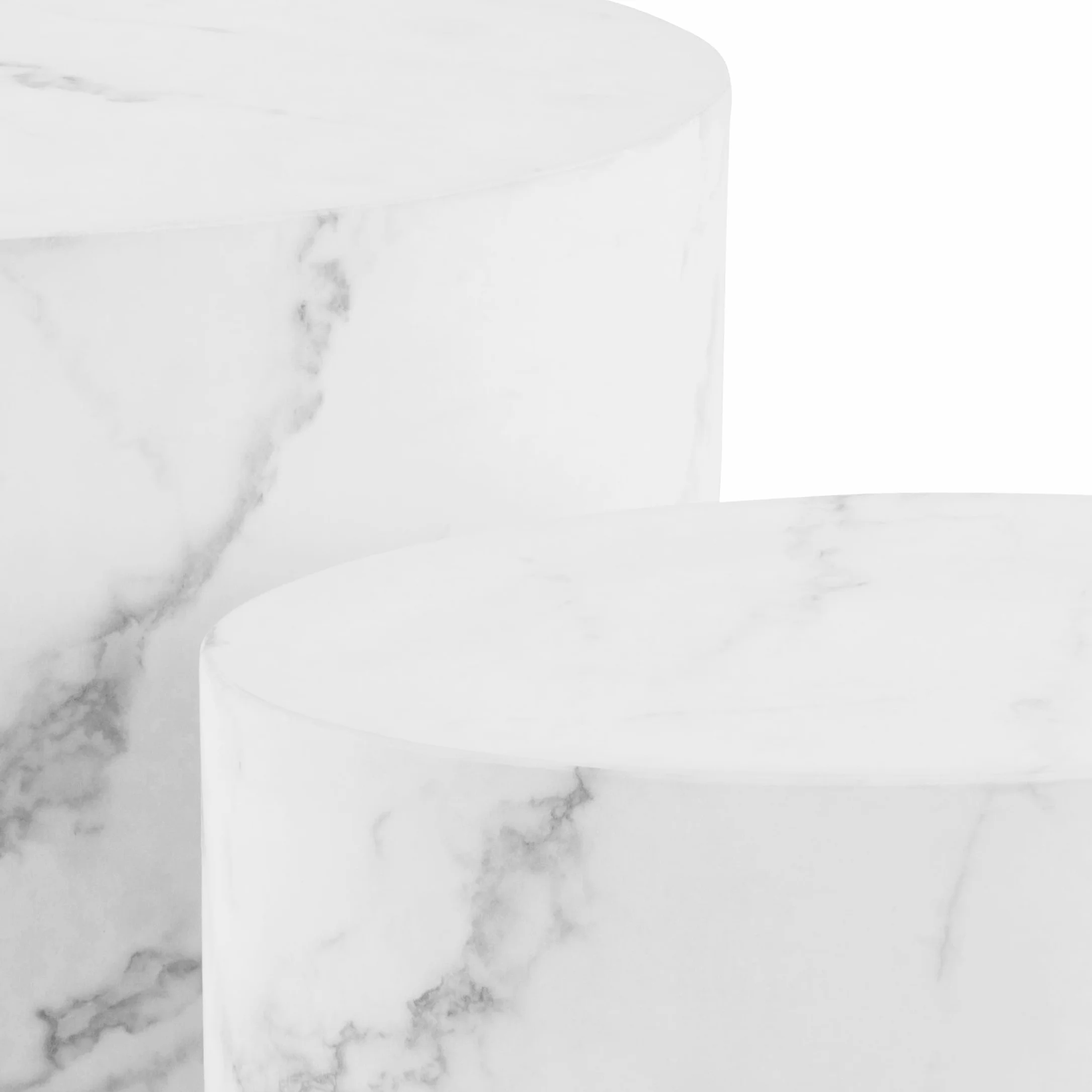 AC Design Furniture Rico stolik kawowy o wyglądzie białego marmuru, zestaw 2 sztuk, nie zajmują dużo miejsca, owalne stoliki pomocnicze do salonu, nowoczesne stoliki składane, szer.: 48 x wys. 40 x