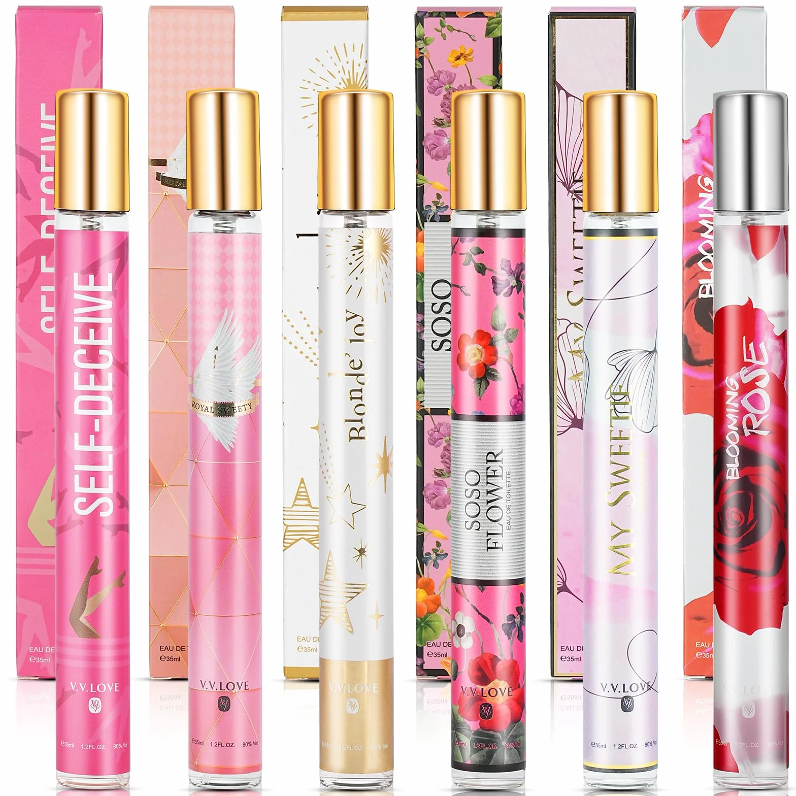 AOOWU 6 sztuk feromonów, perfumy damskie, 35 ml, perfumy dla kobiet, przenośne prezenty dla dziewczyny, kalendarz adwentowy, urodziny, Boże Narodzenie, długotrwały zapach