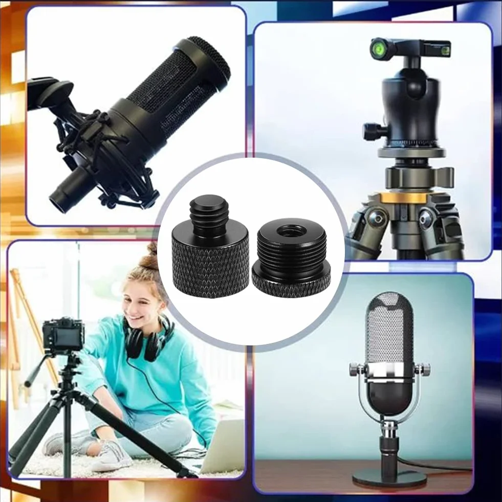 Butyeak Adapter 5/8 żeński na 1/4 męski do statywu, aparatu i płyty QR - gwint 1/4 do 5/8 cala - śruba do mikrofonu - mosiądz 2 sztuki