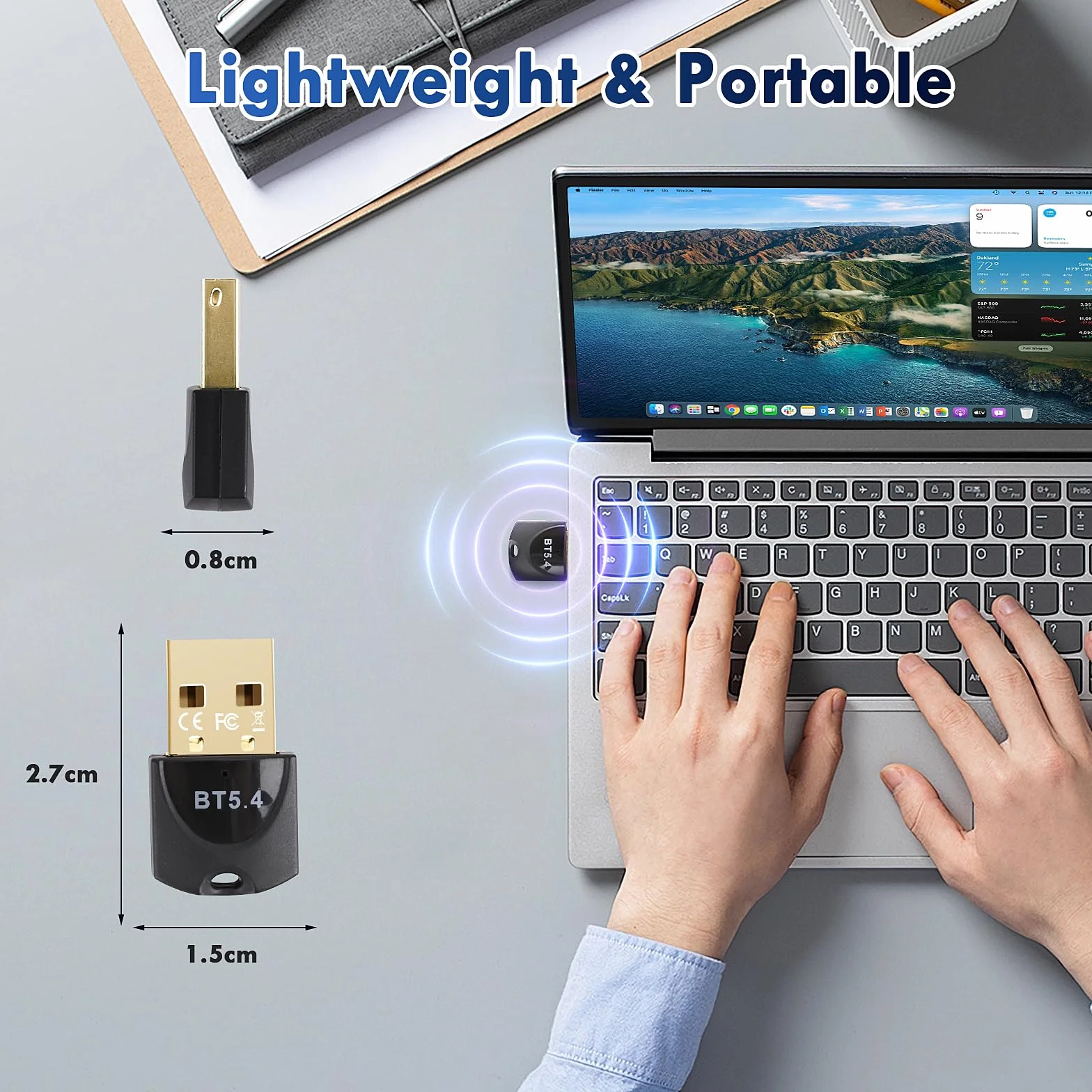 Adapter Bluetooth PC, Dongle do Myszy, Klawiatury, Słuchawek, Telefonu, Adapter USB do Windows 11/10/8.1/7 (A)