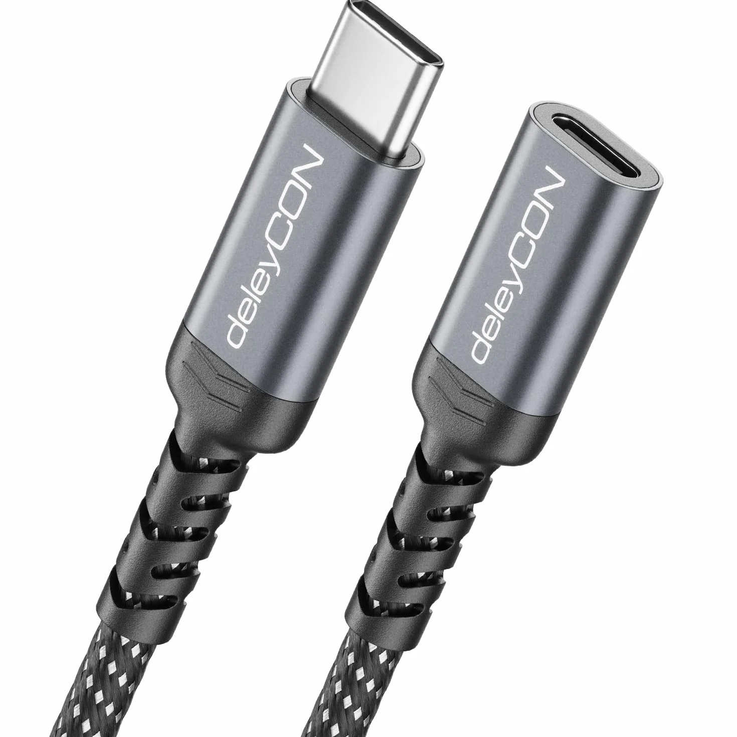 deleyCON 2m 100 W Przedłużacz USB-C - PD 3.0 Kabel ładowania i Danych do iPhone 17 16 Pro Max Air, Galaxy A16 A56 S25 S24, iPad, MacBook, Tablet, Notebook