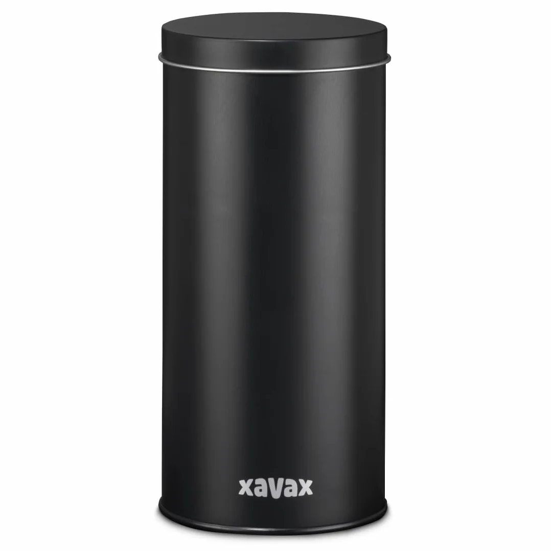 Xavax Pojemnik na saszetki/torebki do kawy do herbaty (puszka do przechowywania, na kawę, na herbatę, z pokrywką, metalowa, matowa) czarna