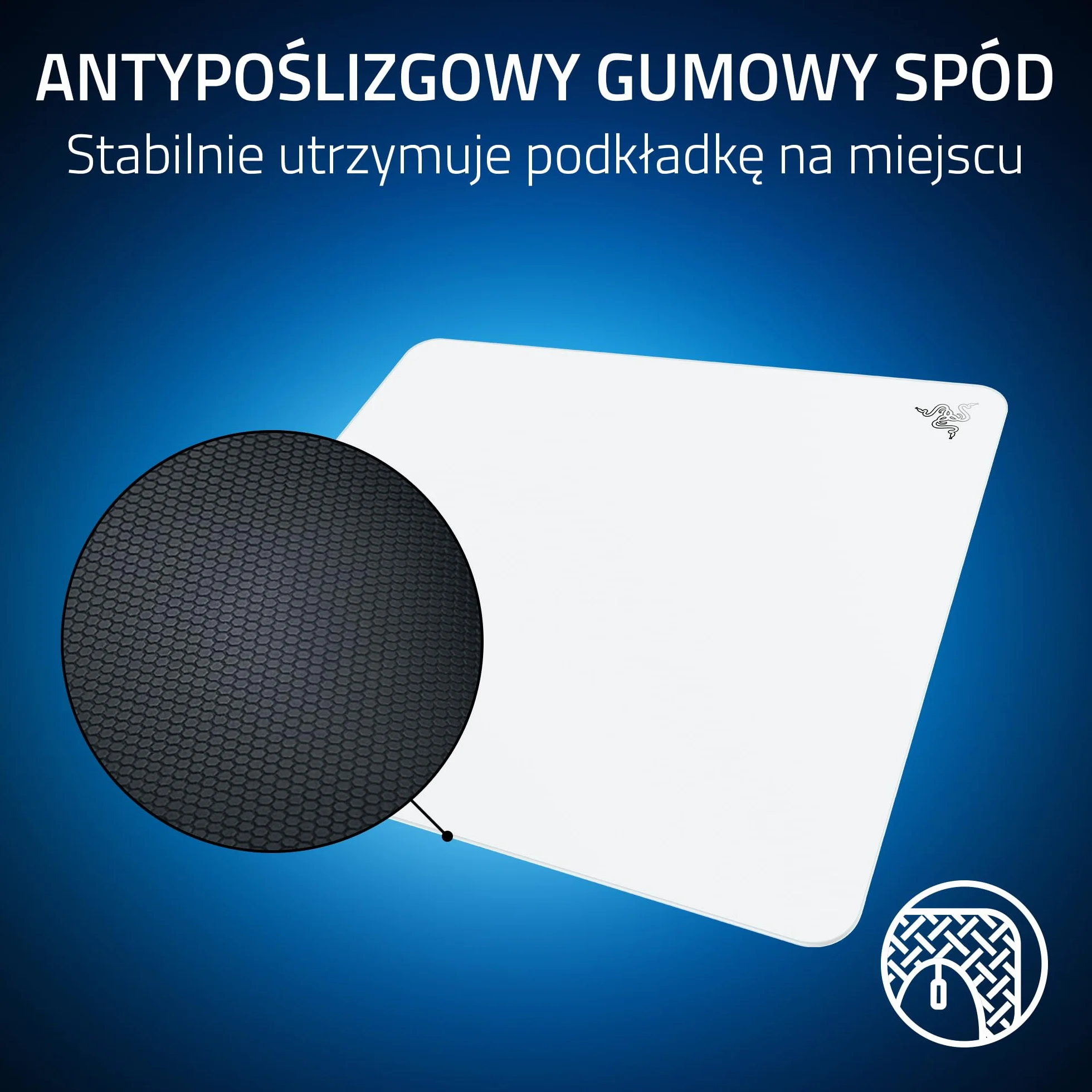 Razer Atlas - szklana podkładka pod mysz (szkło hartowane Premium, odporna na zabrudzenia i zadrapania, ciszsze ruchy myszy, antypoślizgowa podstawa gumowa) Biały