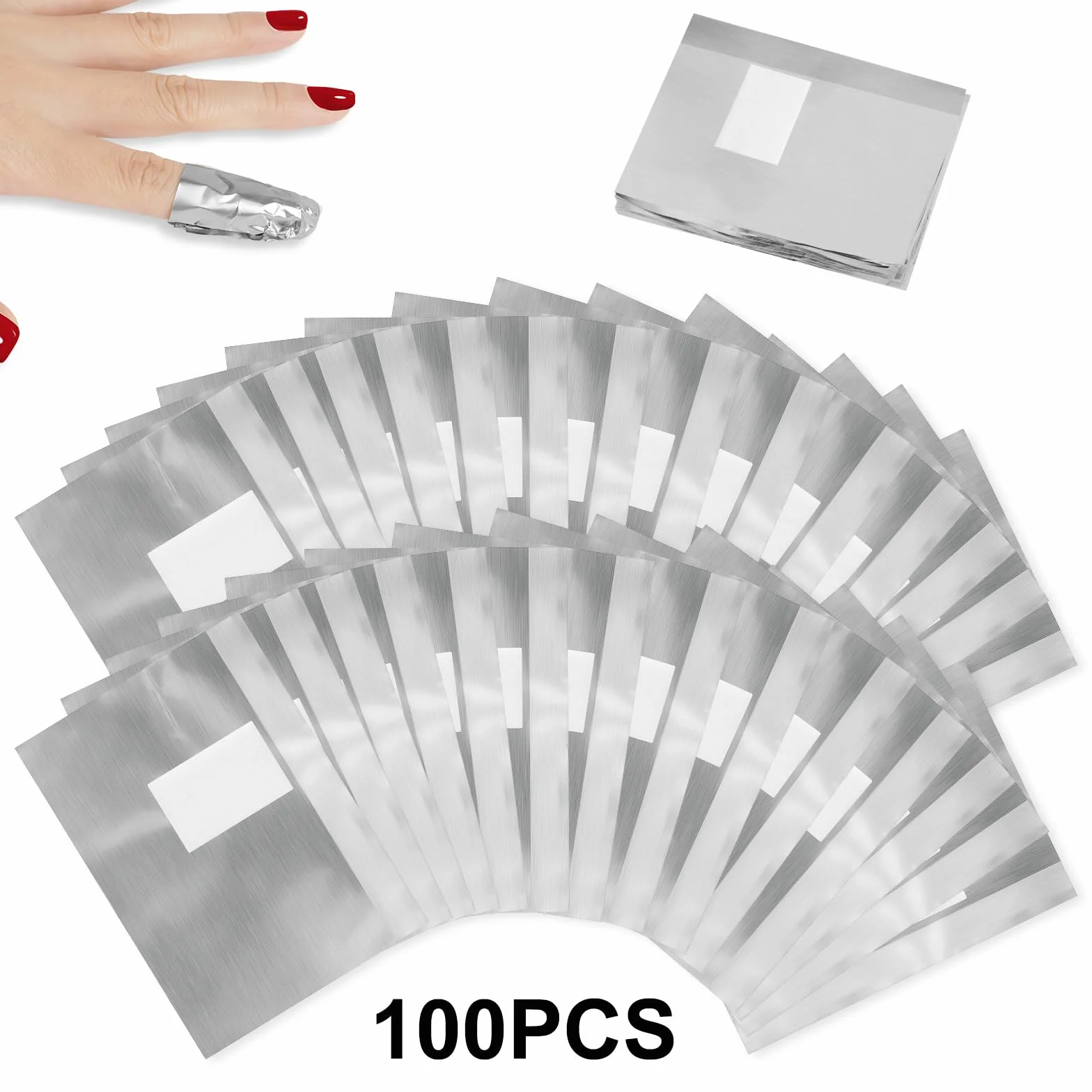 LOPHE Aluminiowe owijki do paznokci, 100 sztuk żelowych podkładek do paznokci, żelowe folie do paznokci, aluminiowe owijki do paznokci