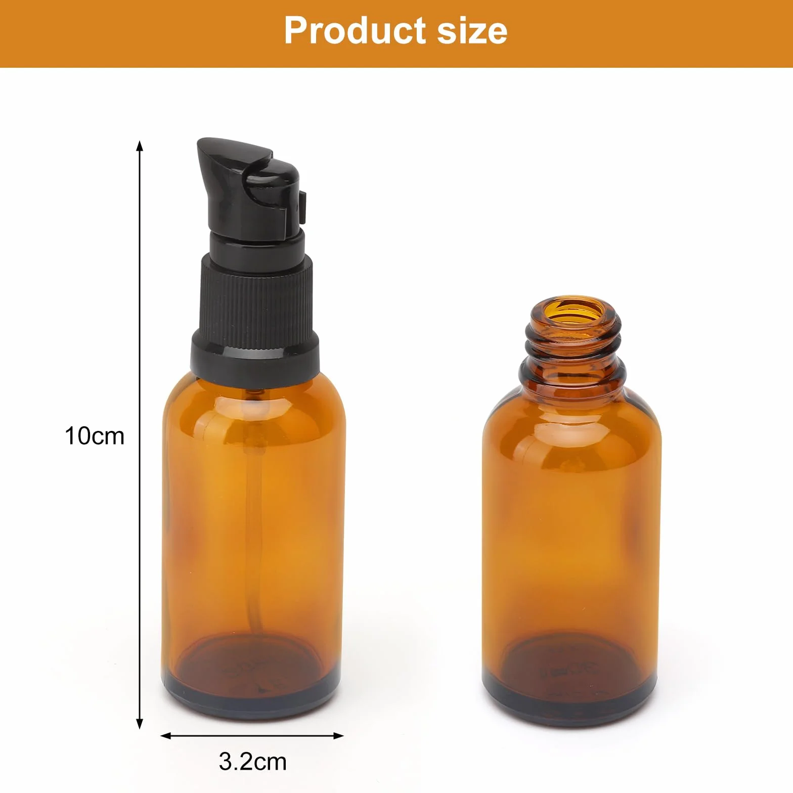 6 sztuk pustych szklanych butelek o pojemności 30 ml, brązowe bursztynowe, szklane butelki na balsam, butelki z brązowego szkła, z pompką, do balsamu, serum i kremu